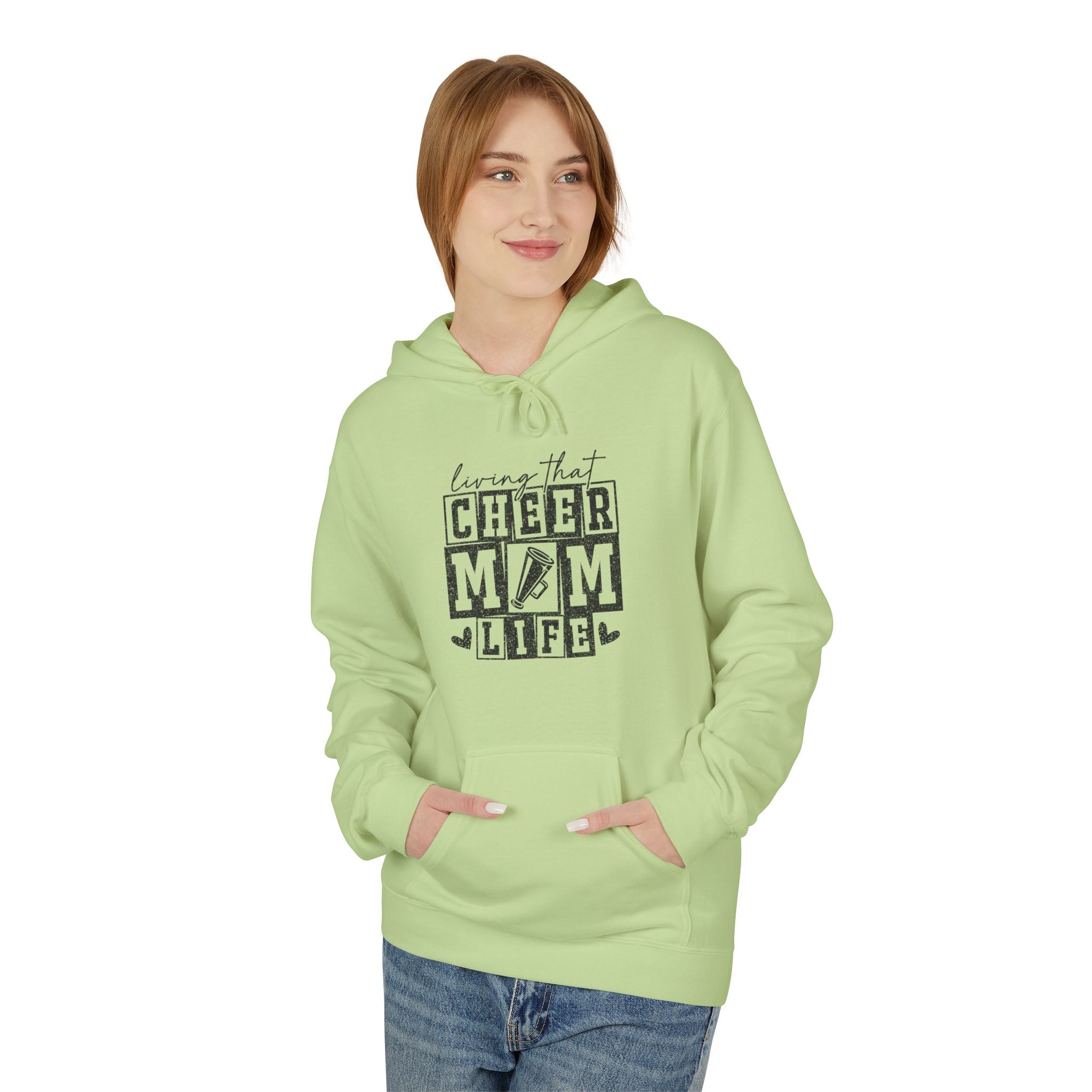 Sports Mom Fleece Hoodie - Living That Cheer Mom Life | Hoodie by atgodanddesigns