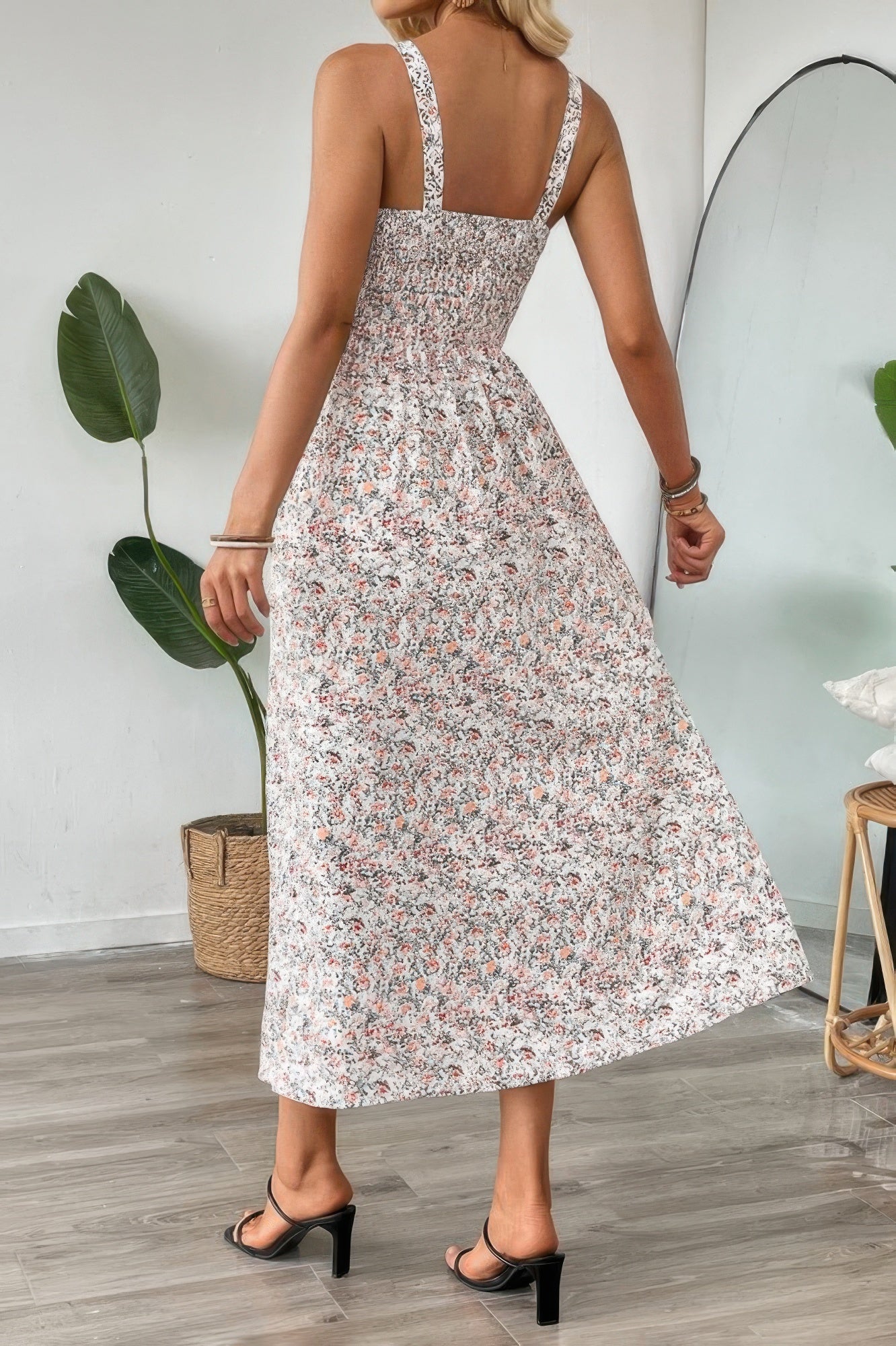 Straps Floral Print Split Hem Fit Long Dress | by atgodanddesigns