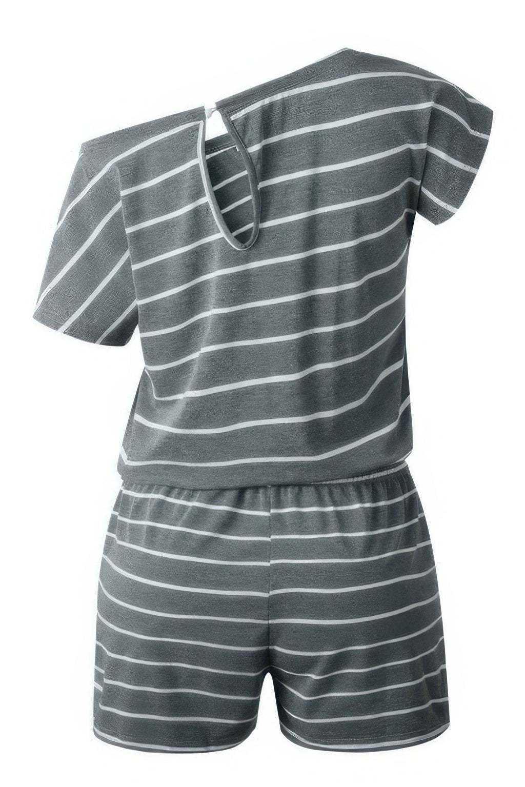 Striped Short Sleeve Drawstring Waist Romper | by atgodanddesigns