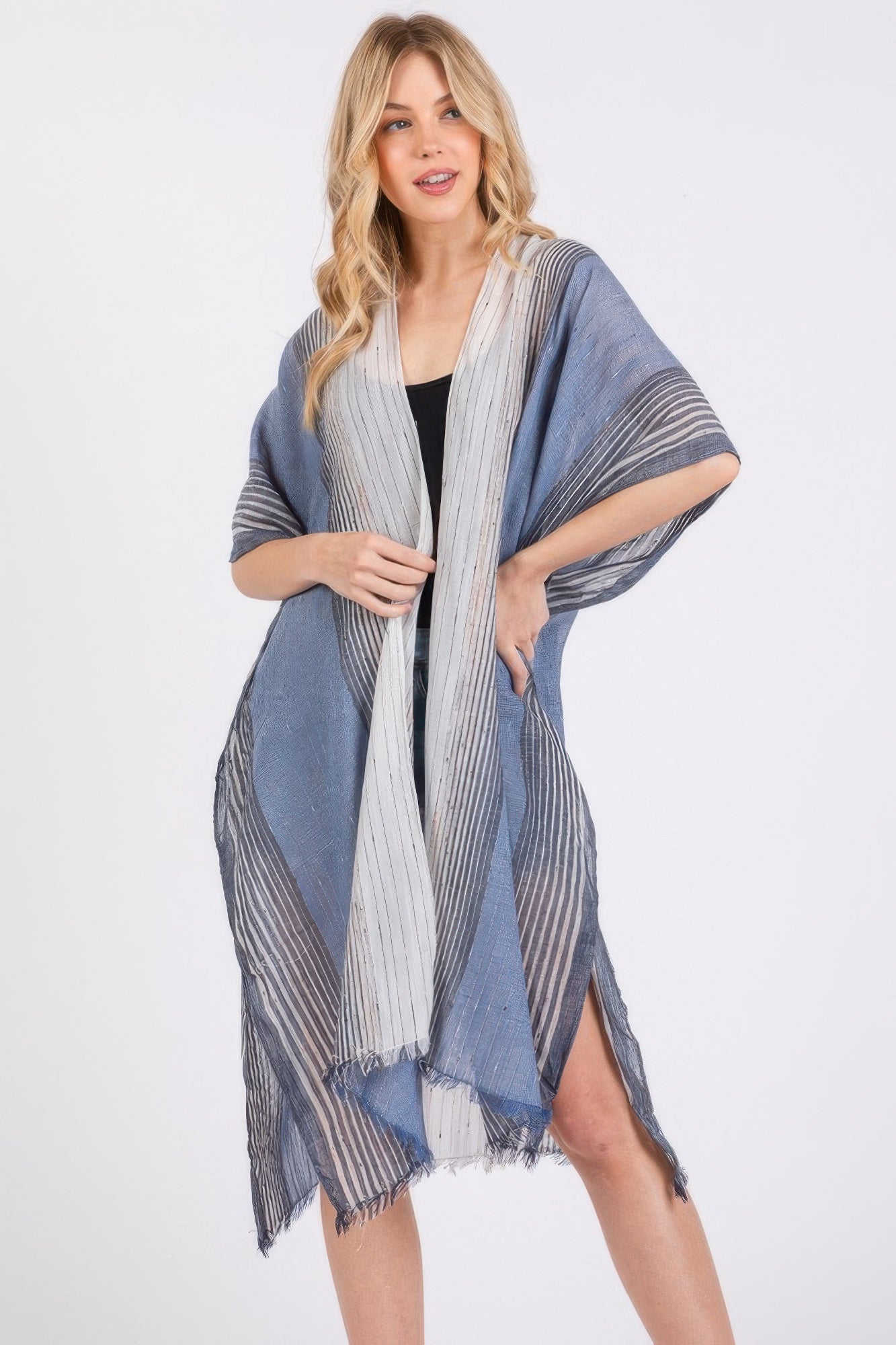 Striped Two Tone Cover Up Kimono | by atgodanddesigns