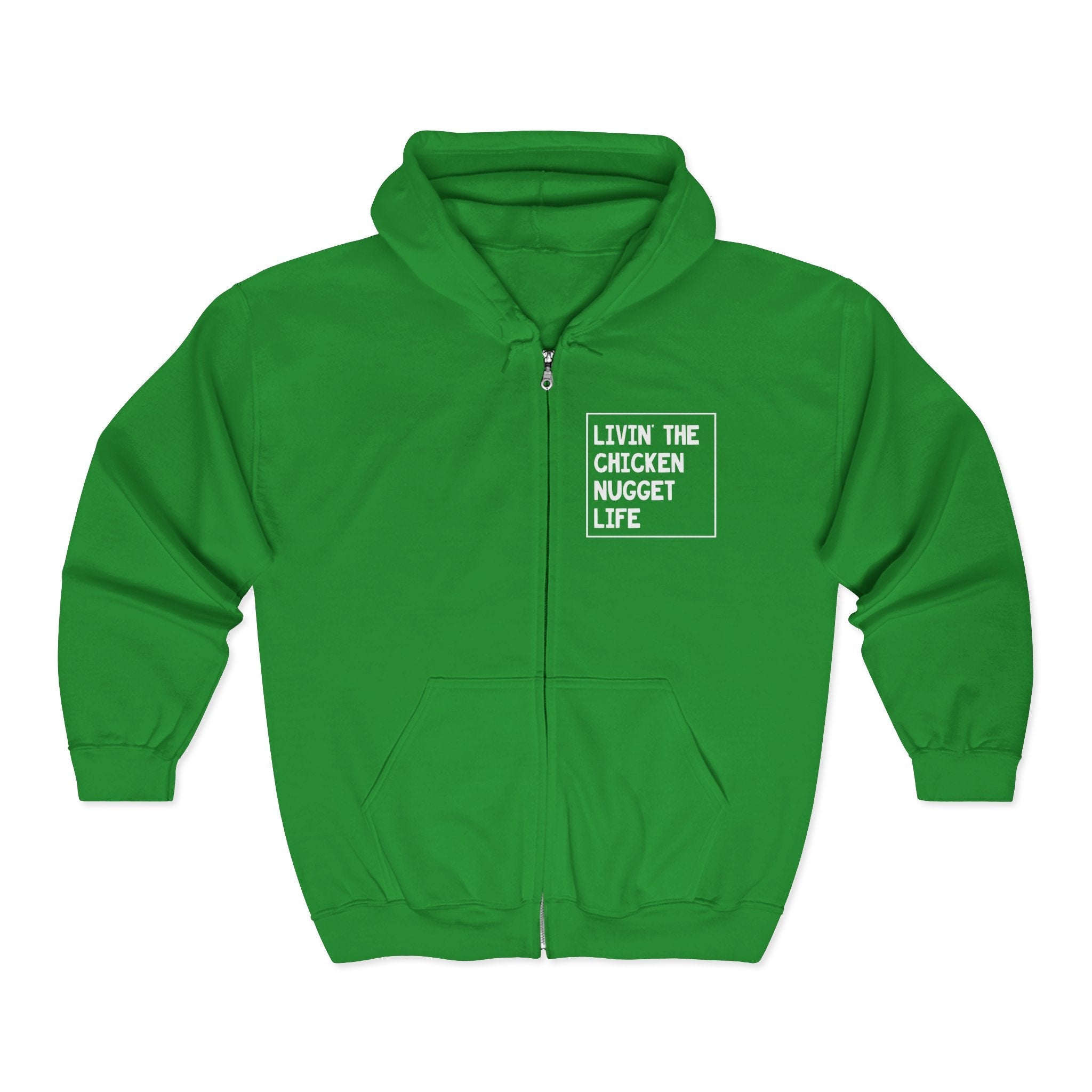 Teen Graphic Full Zip Hooded Sweatshirt - Livin' The Chicken Nugget Life | Hoodie by atgodanddesigns