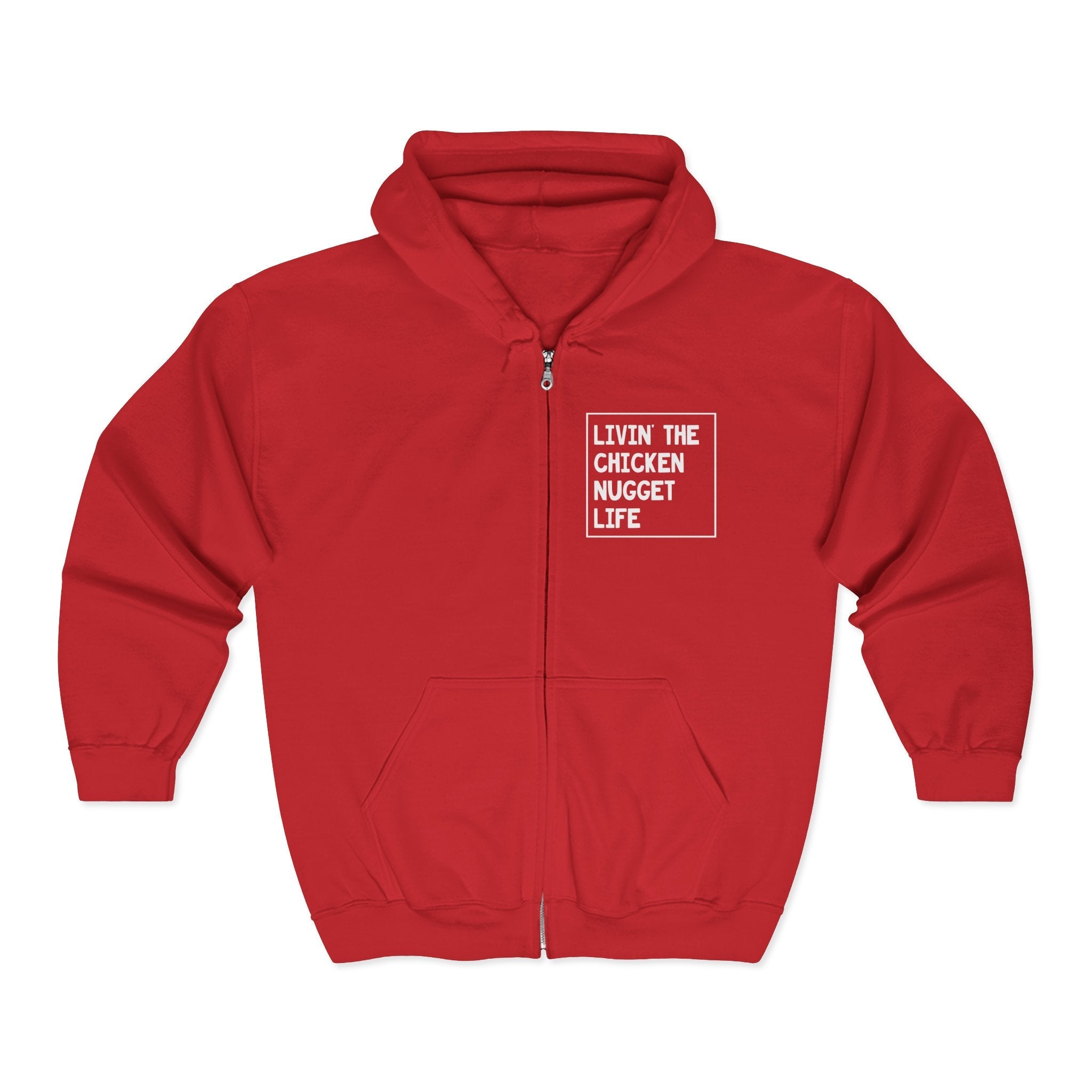 Teen Graphic Full Zip Hooded Sweatshirt - Livin' The Chicken Nugget Life | Hoodie by atgodanddesigns