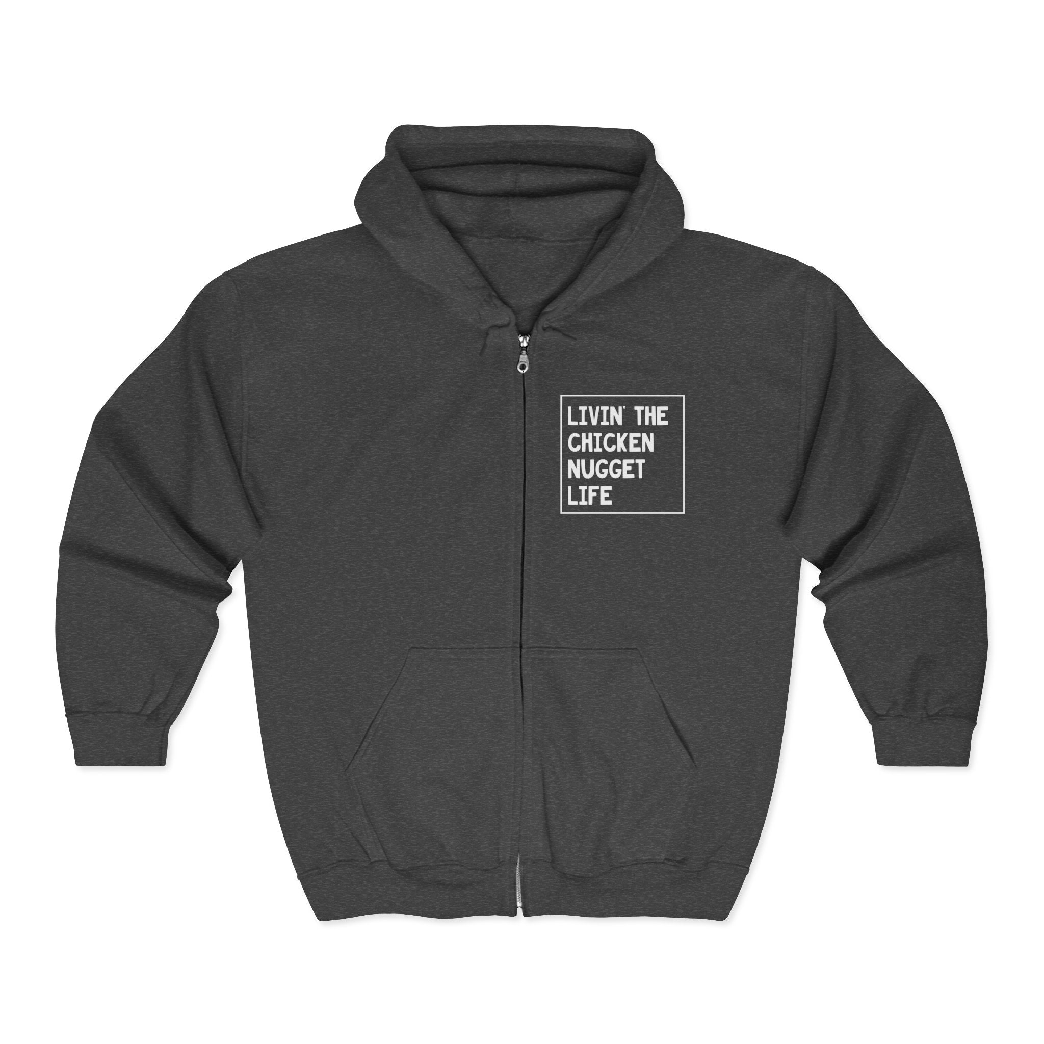 Teen Graphic Full Zip Hooded Sweatshirt - Livin' The Chicken Nugget Life | Hoodie by atgodanddesigns
