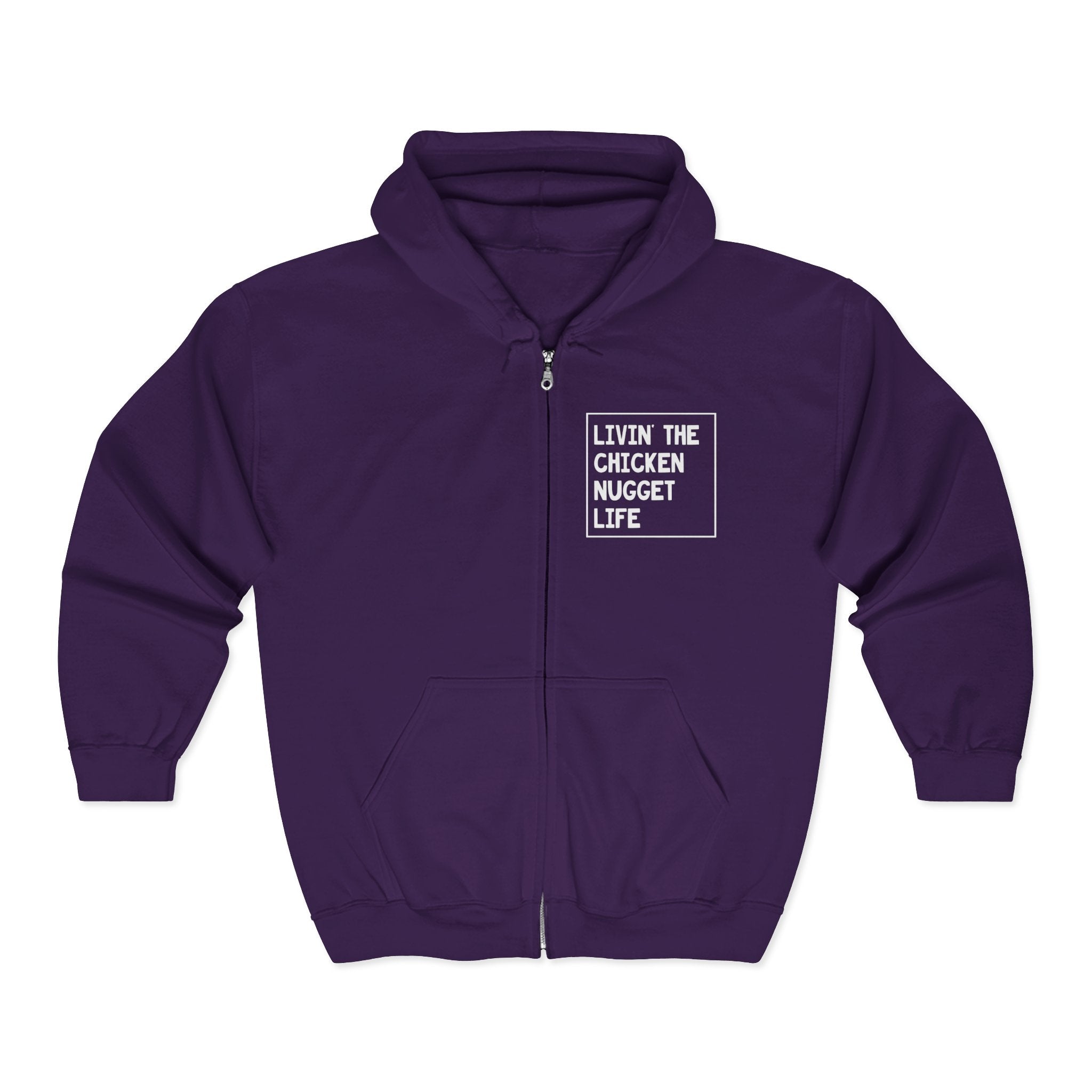 Teen Graphic Full Zip Hooded Sweatshirt - Livin' The Chicken Nugget Life | Hoodie by atgodanddesigns