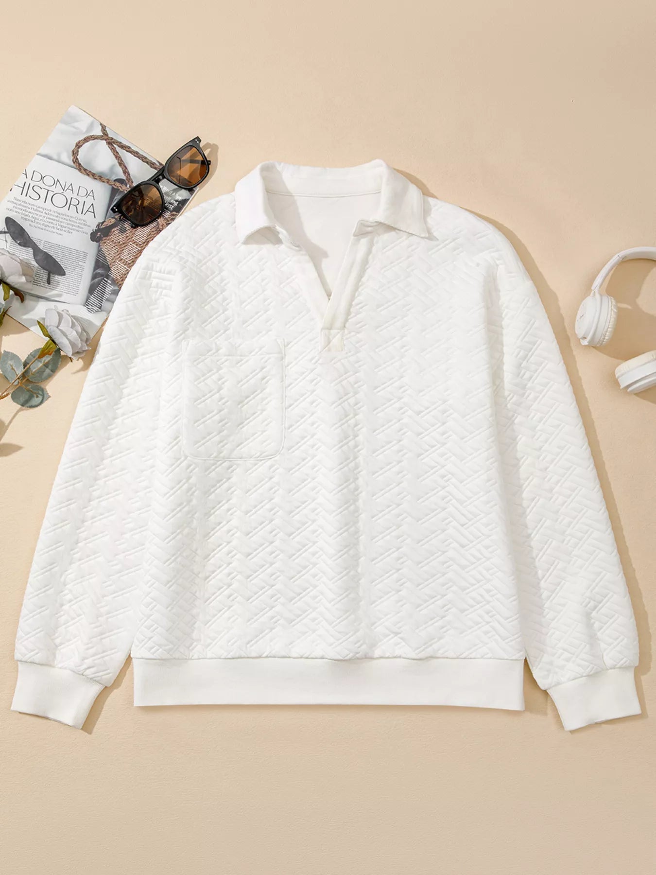 Textured Johnny Collar Sweatshirt | by atgodanddesigns