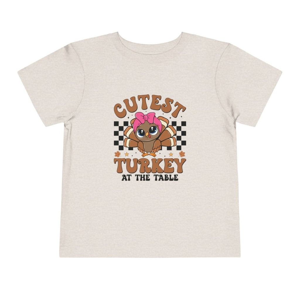 Thanksgiving Toddler Girl T-Shirt - Cutest Turkey At The Table | Kids clothes by atgodanddesigns