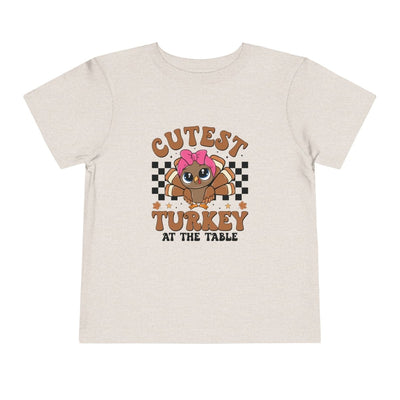 Thanksgiving Toddler Girl T-Shirt - Cutest Turkey At The Table | Kids clothes by atgodanddesigns