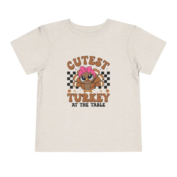 Thanksgiving Toddler Girl T-Shirt - Cutest Turkey At The Table | Kids clothes by atgodanddesigns
