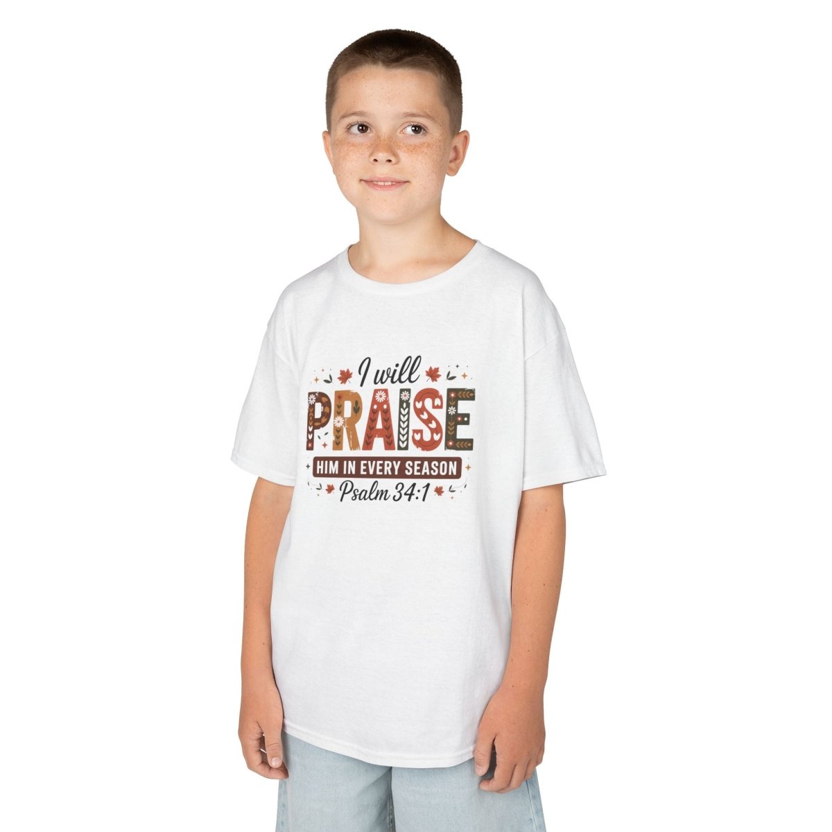 Thanksgiving Unisex Youth T-Shirt - I Will Praise Him In Every Season | Kids clothes by atgodanddesigns
