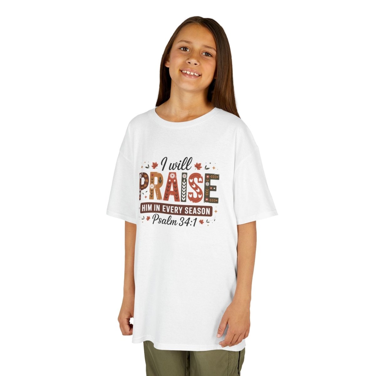 Thanksgiving Unisex Youth T-Shirt - I Will Praise Him In Every Season | Kids clothes by atgodanddesigns