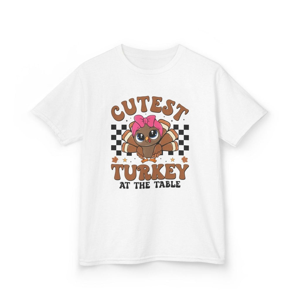 Thanksgiving Youth Girls T-Shirt - Cutest Turkey At The Table | Kids clothes by atgodanddesigns