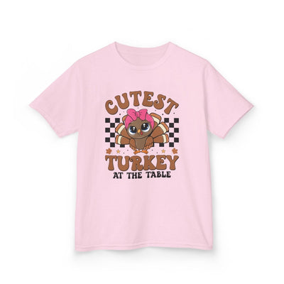 Thanksgiving Youth Girls T-Shirt - Cutest Turkey At The Table | Kids clothes by atgodanddesigns