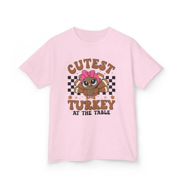 Thanksgiving Youth Girls T-Shirt - Cutest Turkey At The Table | Kids clothes by atgodanddesigns