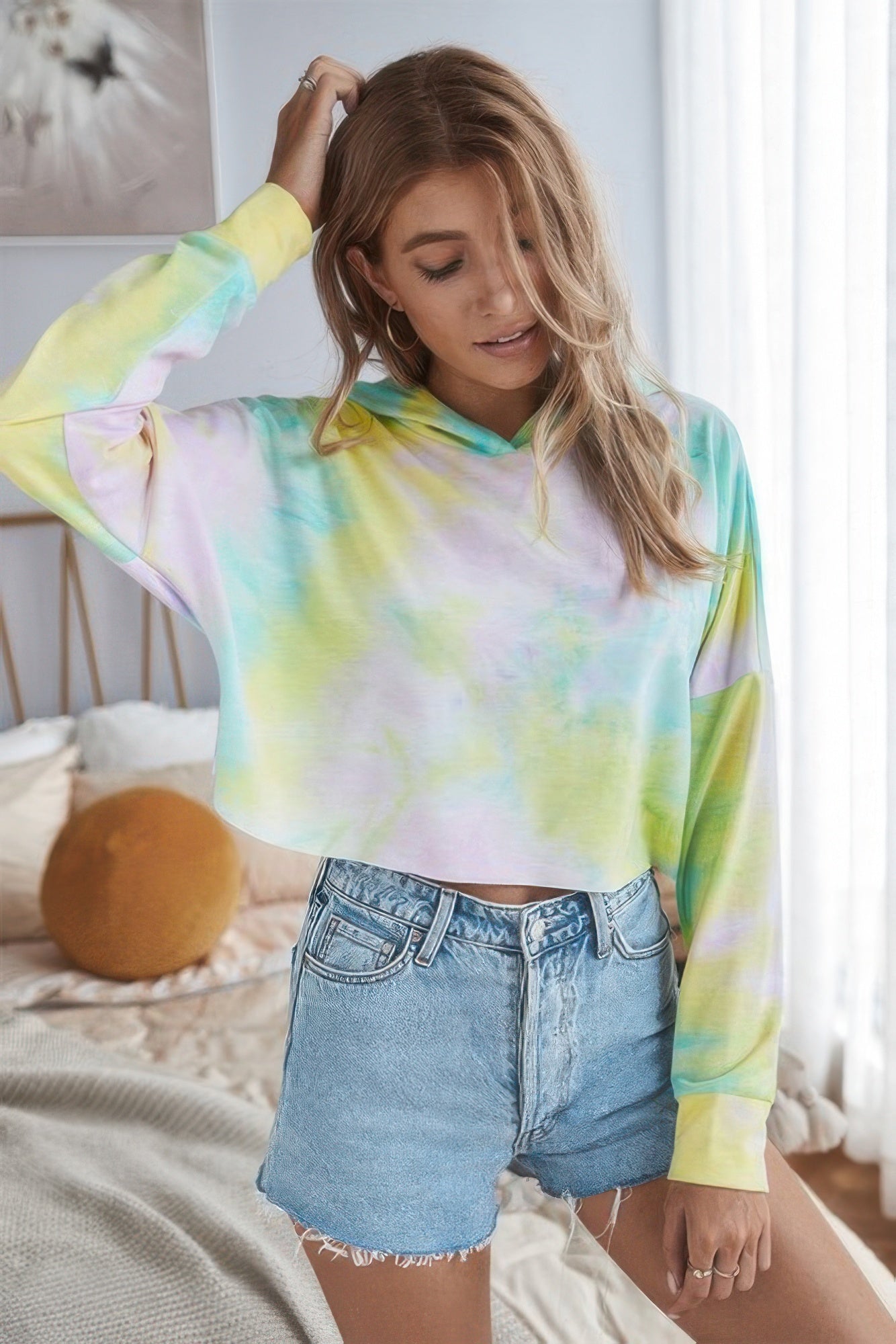 Tie Dye Crop Loose Pullover Hoodie | by atgodanddesigns