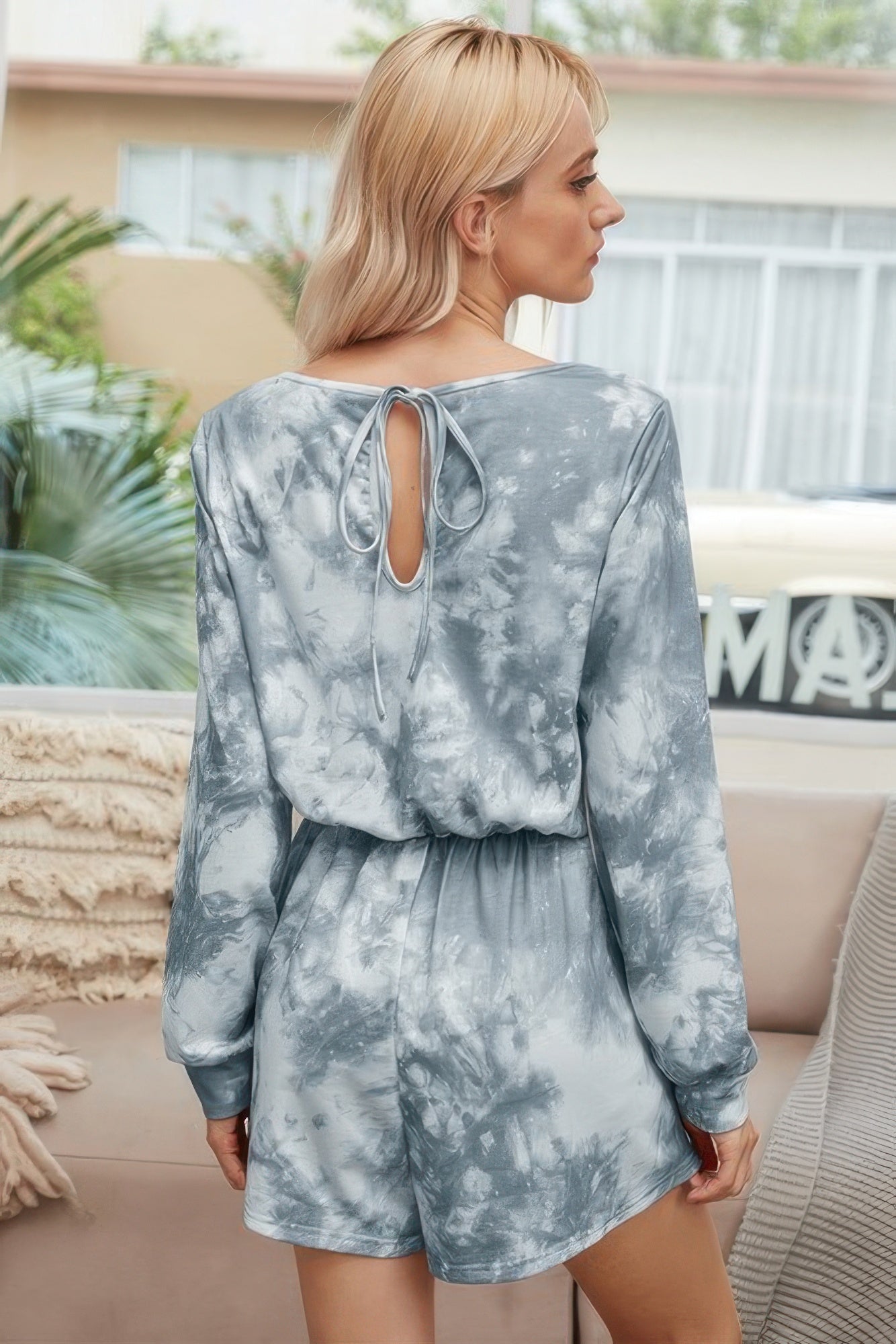 Tie Dye Round Neck Drawstring Romper | by atgodanddesigns
