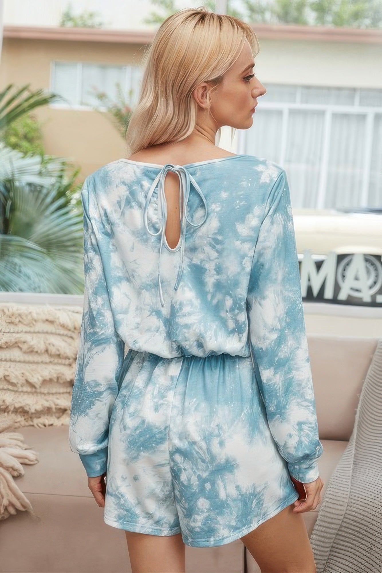 Tie Dye Round Neck Drawstring Romper | by atgodanddesigns
