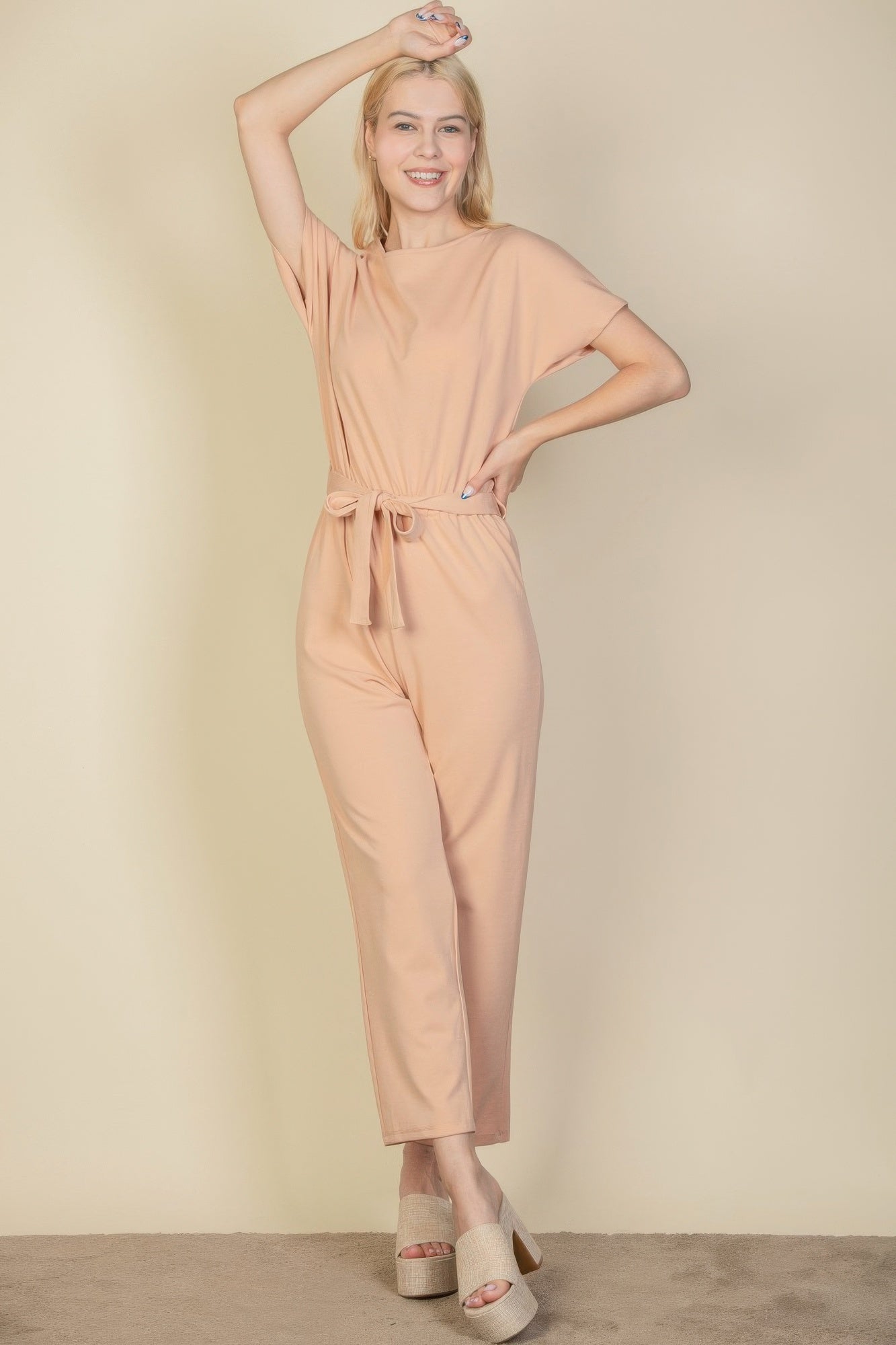 Tie Waist Relaxed Jumpsuit | by atgodanddesigns