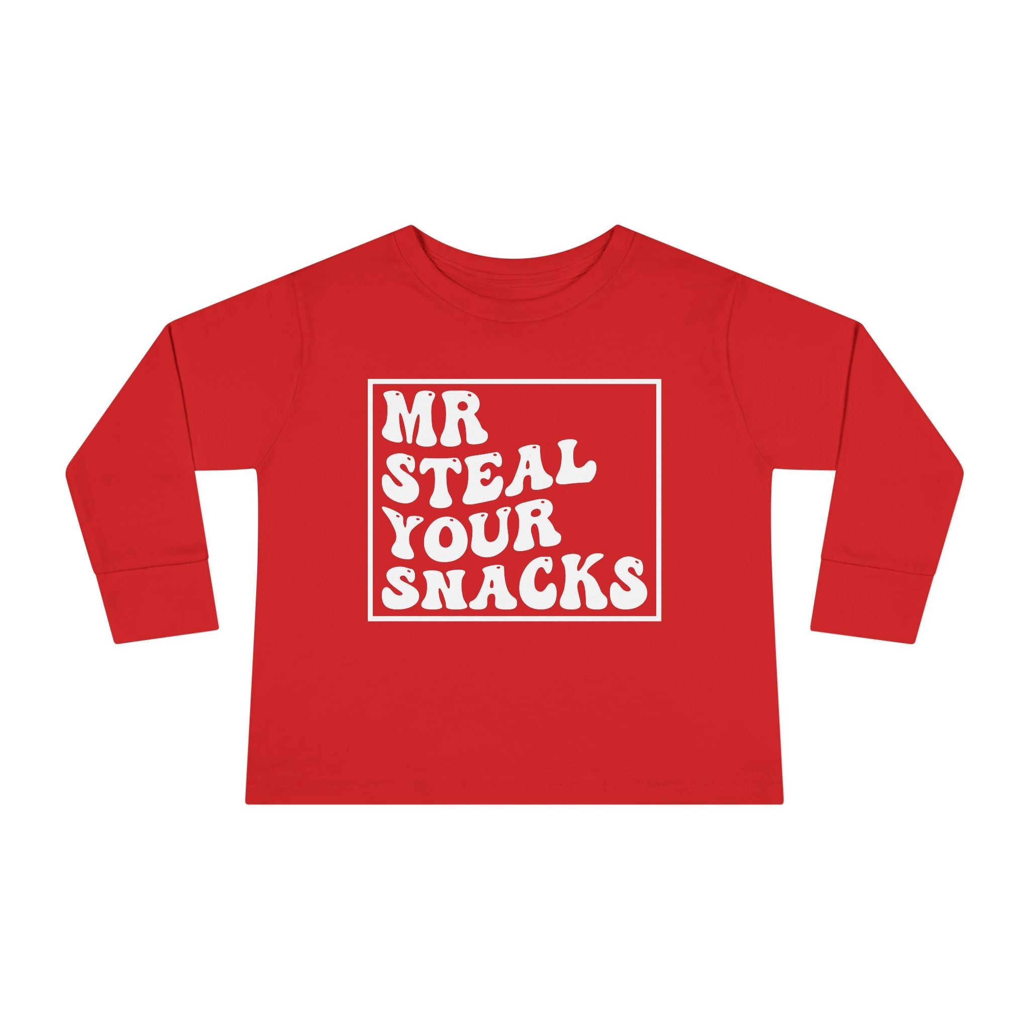 Toddler Graphic Boys Long Sleeve T-Shirt - Mr. Steal Your Snacks | Kids clothes by atgodanddesigns