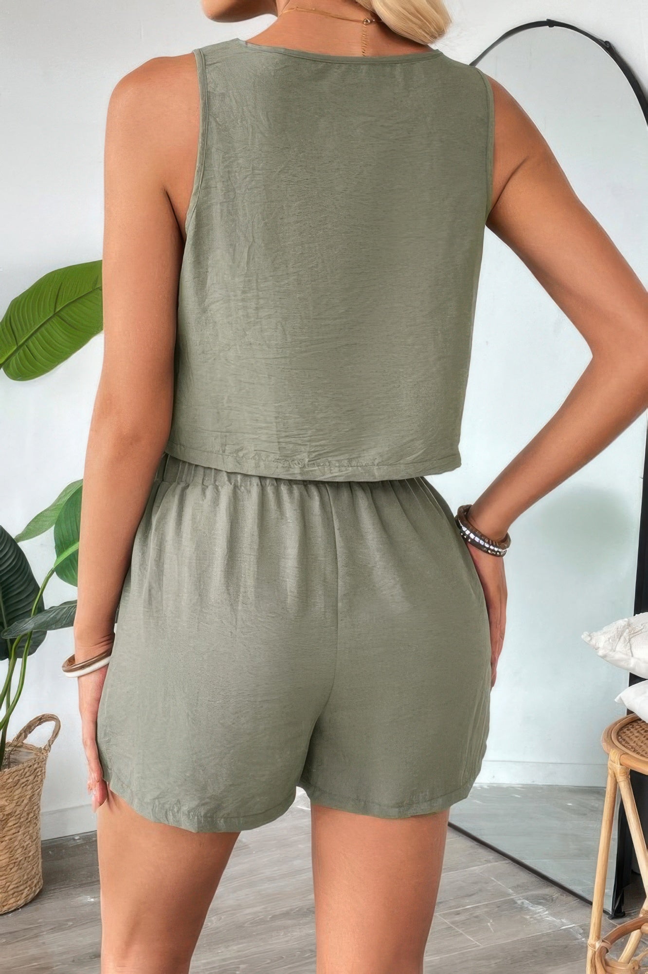 Two Pieces Solid Square Neck Elastic Waist Sets | by atgodanddesigns