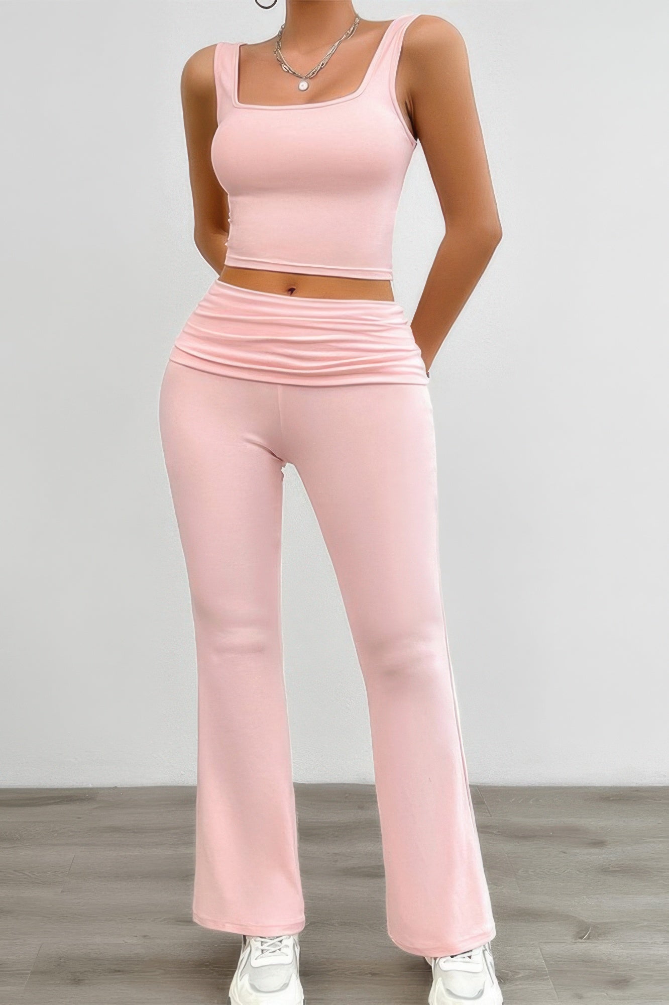 Two Pieces Square Neck Ruched Sleeveless Sets | by atgodanddesigns
