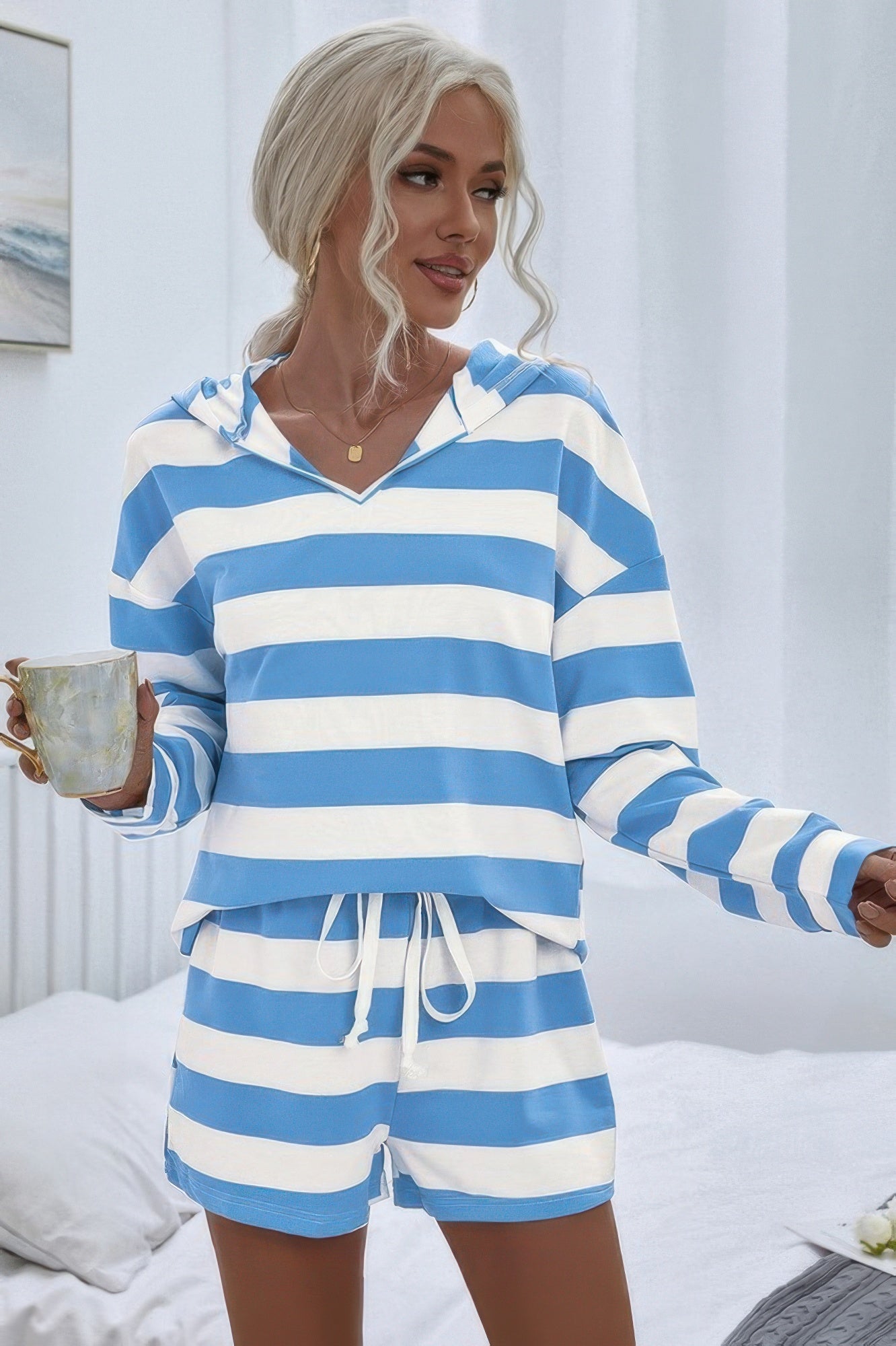 Two Pieces Striped Pajama Oversized Long Sleeves Set | by atgodanddesigns
