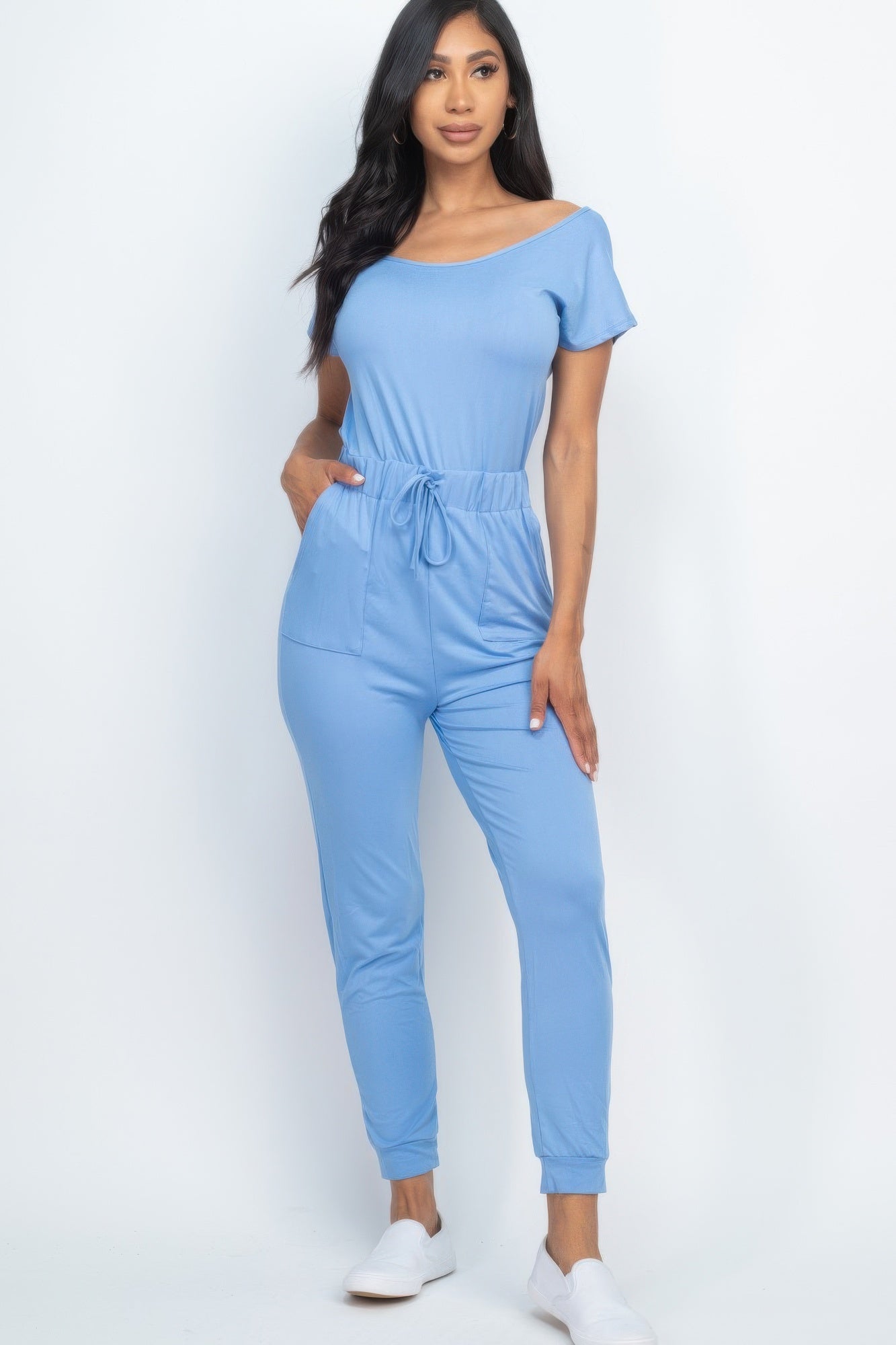 Two - way Shoulder Drawstring Jumpsuit | by atgodanddesigns