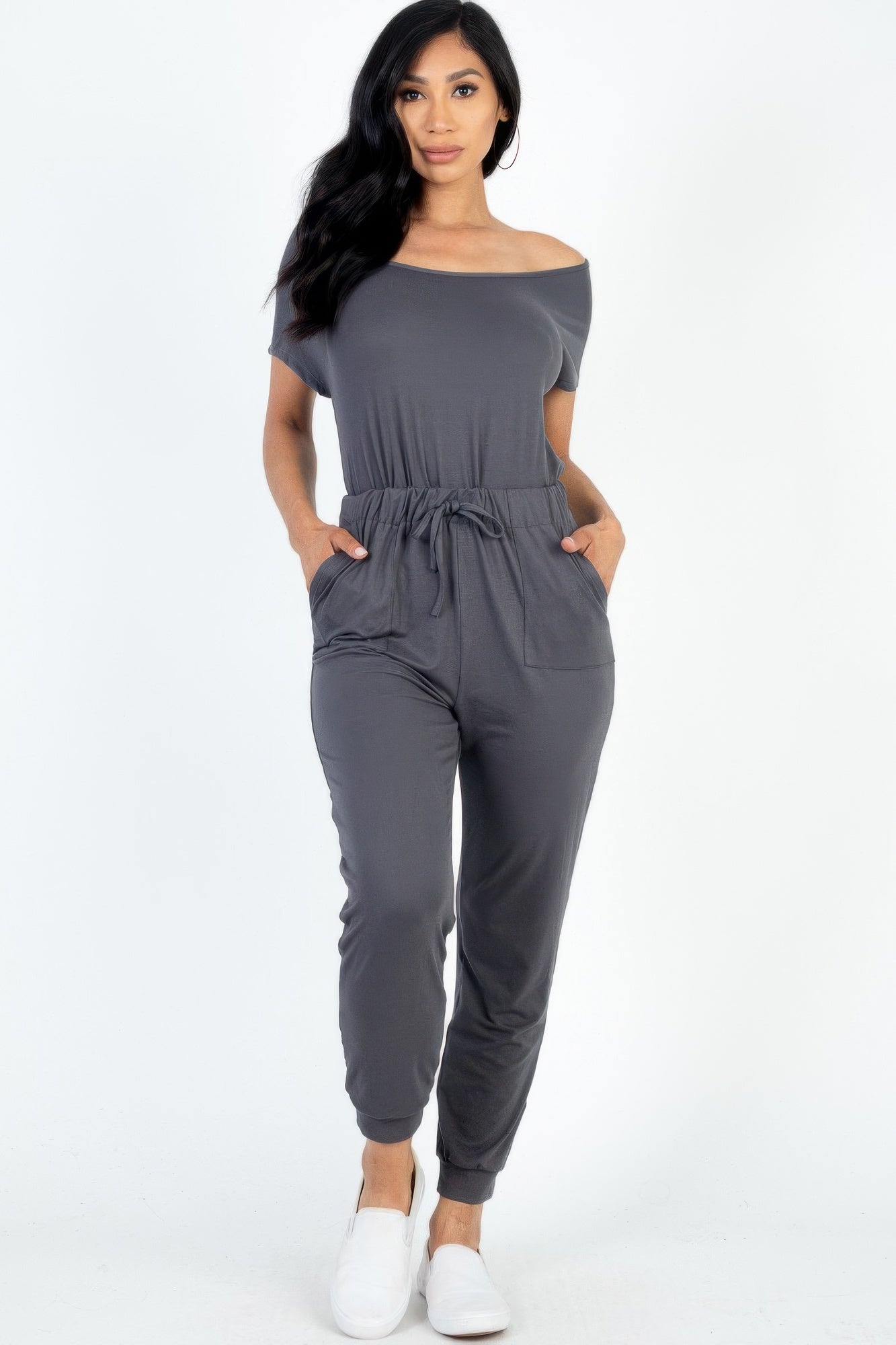 Two - way Shoulder Drawstring Jumpsuit | by atgodanddesigns