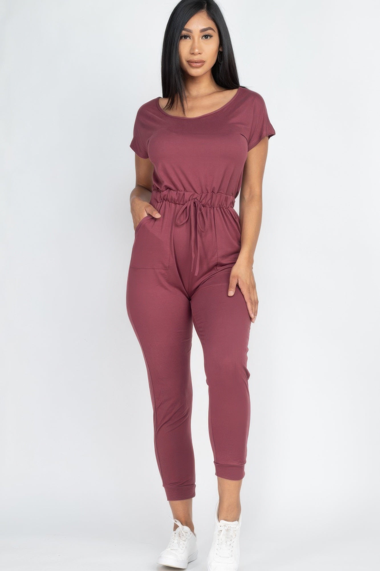 Two - way Shoulder Drawstring Jumpsuit | by atgodanddesigns