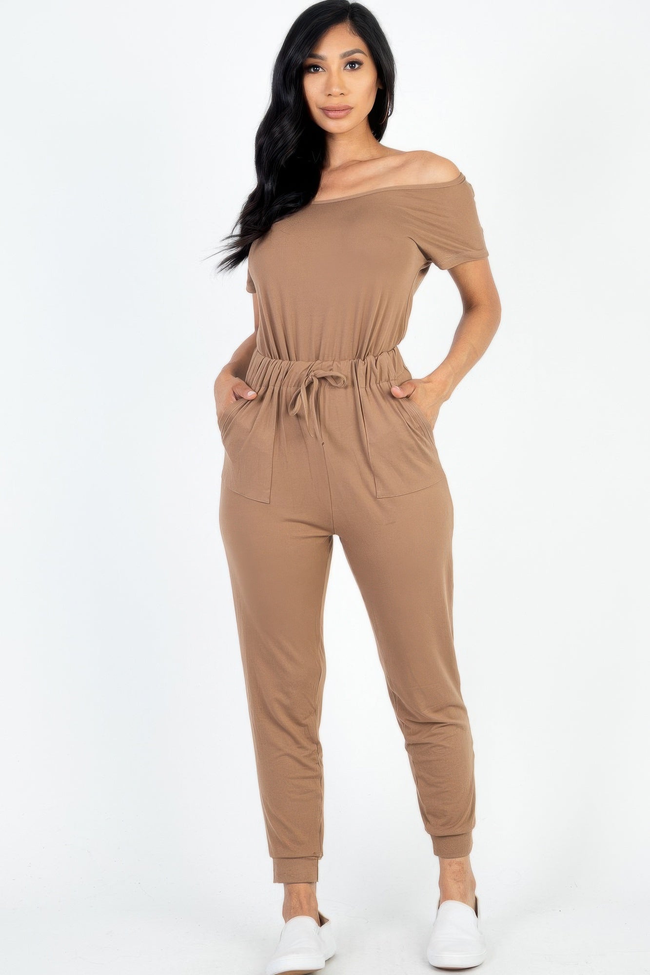Two - way Shoulder Drawstring Jumpsuit | by atgodanddesigns