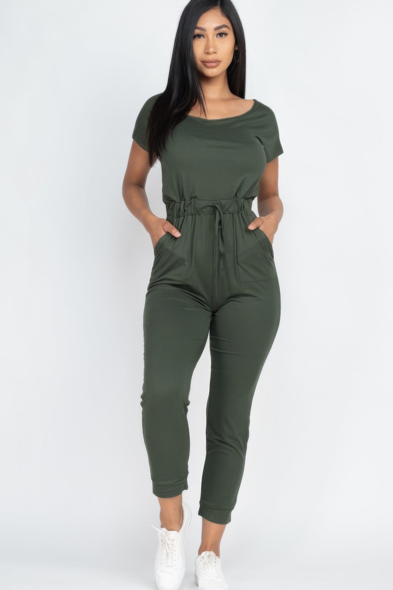 Two - way Shoulder Drawstring Jumpsuit | by atgodanddesigns