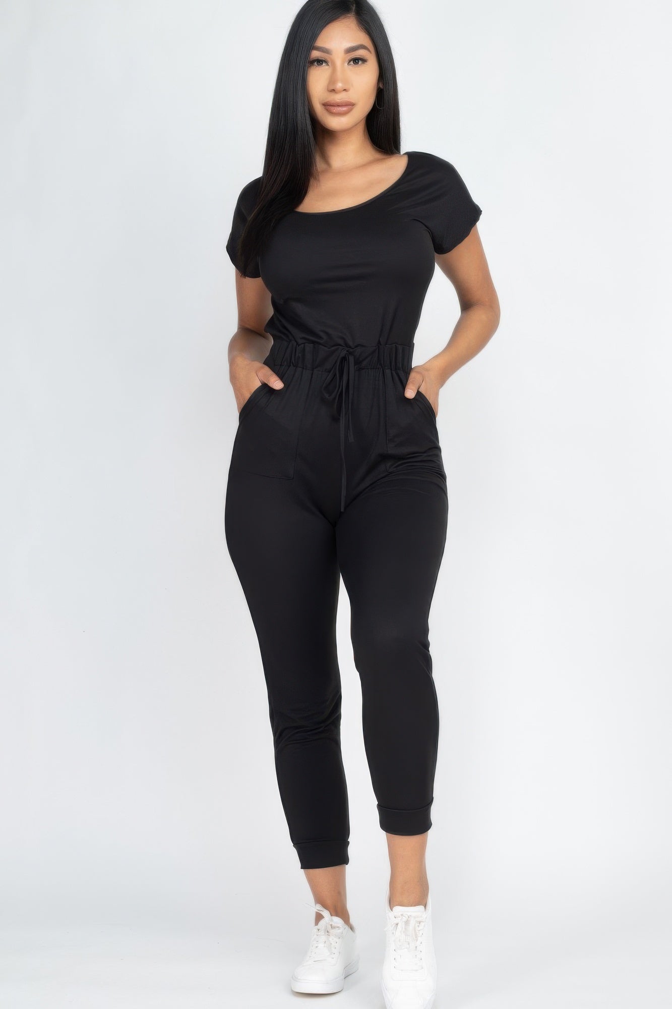 Two - way Shoulder Drawstring Jumpsuit | by atgodanddesigns