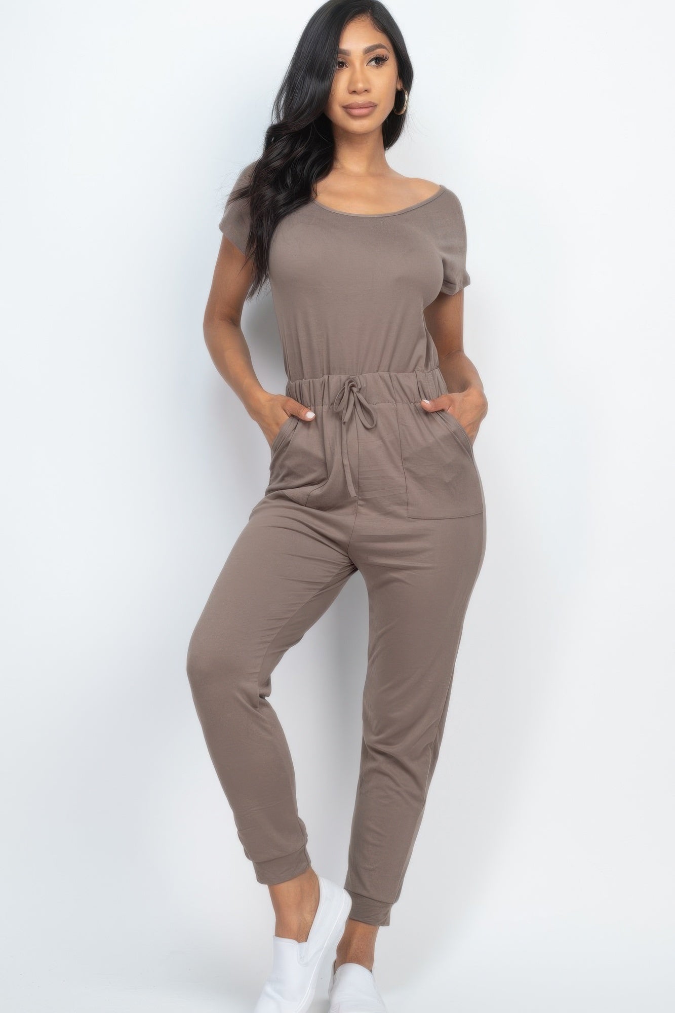 Two - way Shoulder Drawstring Jumpsuit | by atgodanddesigns
