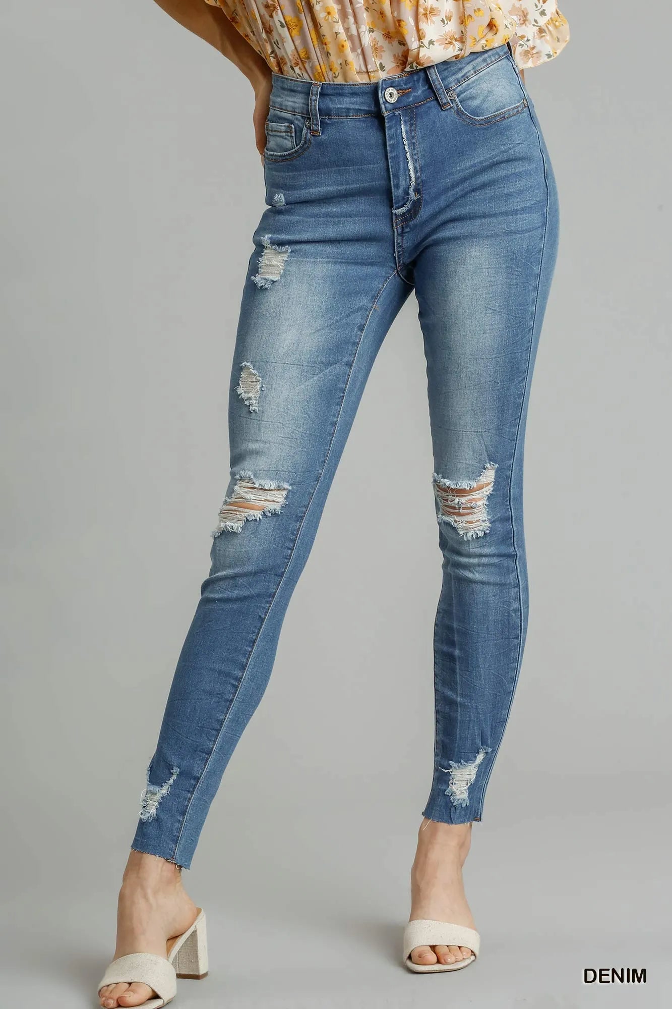 Umgee Distressed Skinny Jeans with Edge Detail | by atgodanddesigns
