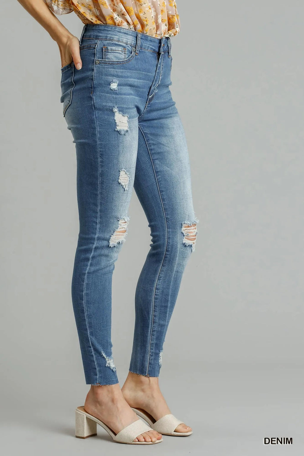 Umgee Distressed Skinny Jeans with Edge Detail | by atgodanddesigns