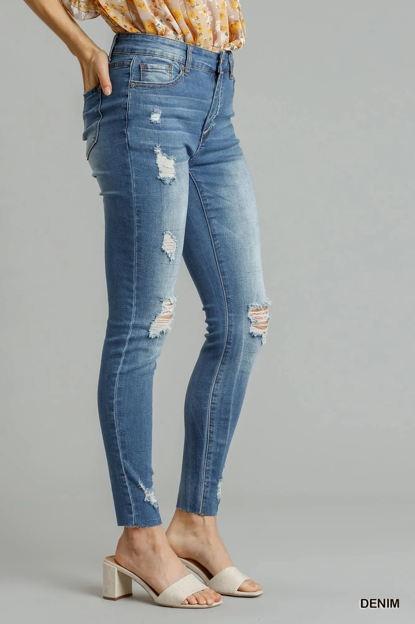 Umgee Distressed Skinny Jeans with Edge Detail | by atgodanddesigns