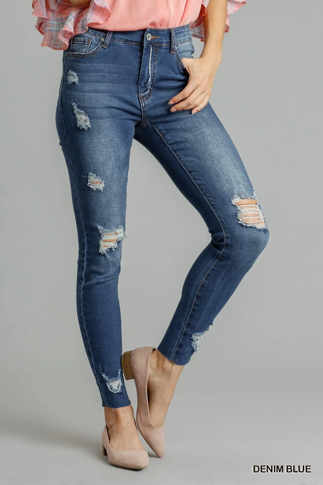Umgee Distressed Skinny Jeans with Pockets | by atgodanddesigns