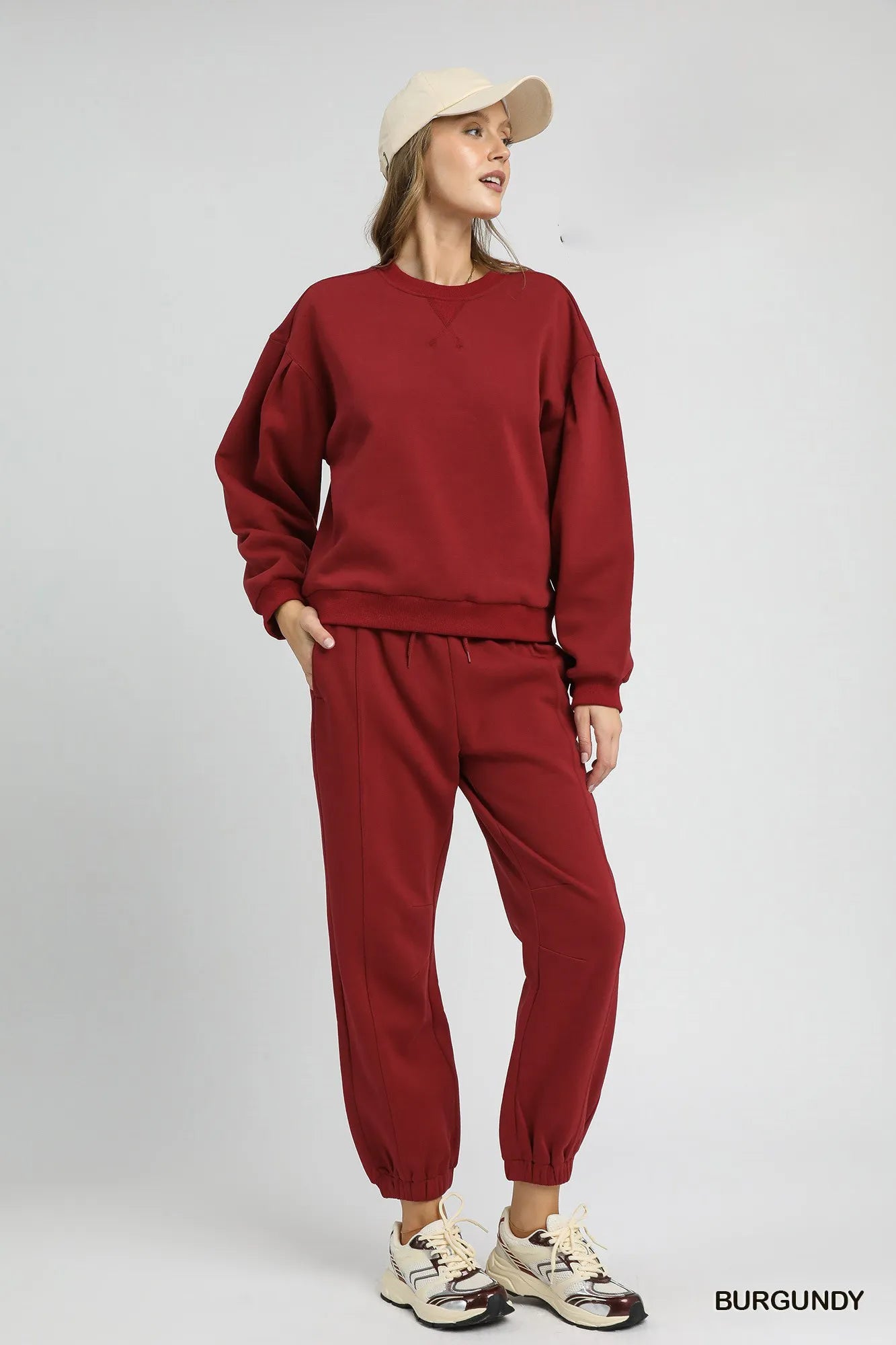 Umgee Round Neck Sweatshirt with Pleated Detail | by atgodanddesigns