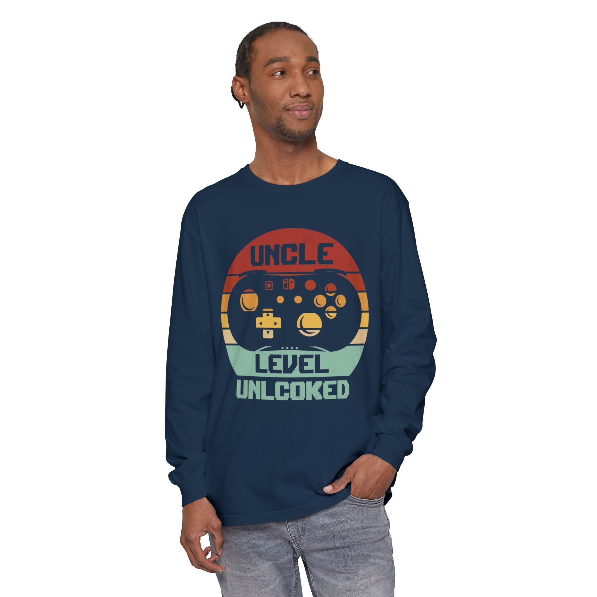 Uncle Long Sleeve T-Shirt - Uncle Level Unlocked | Long - sleeve by atgodanddesigns