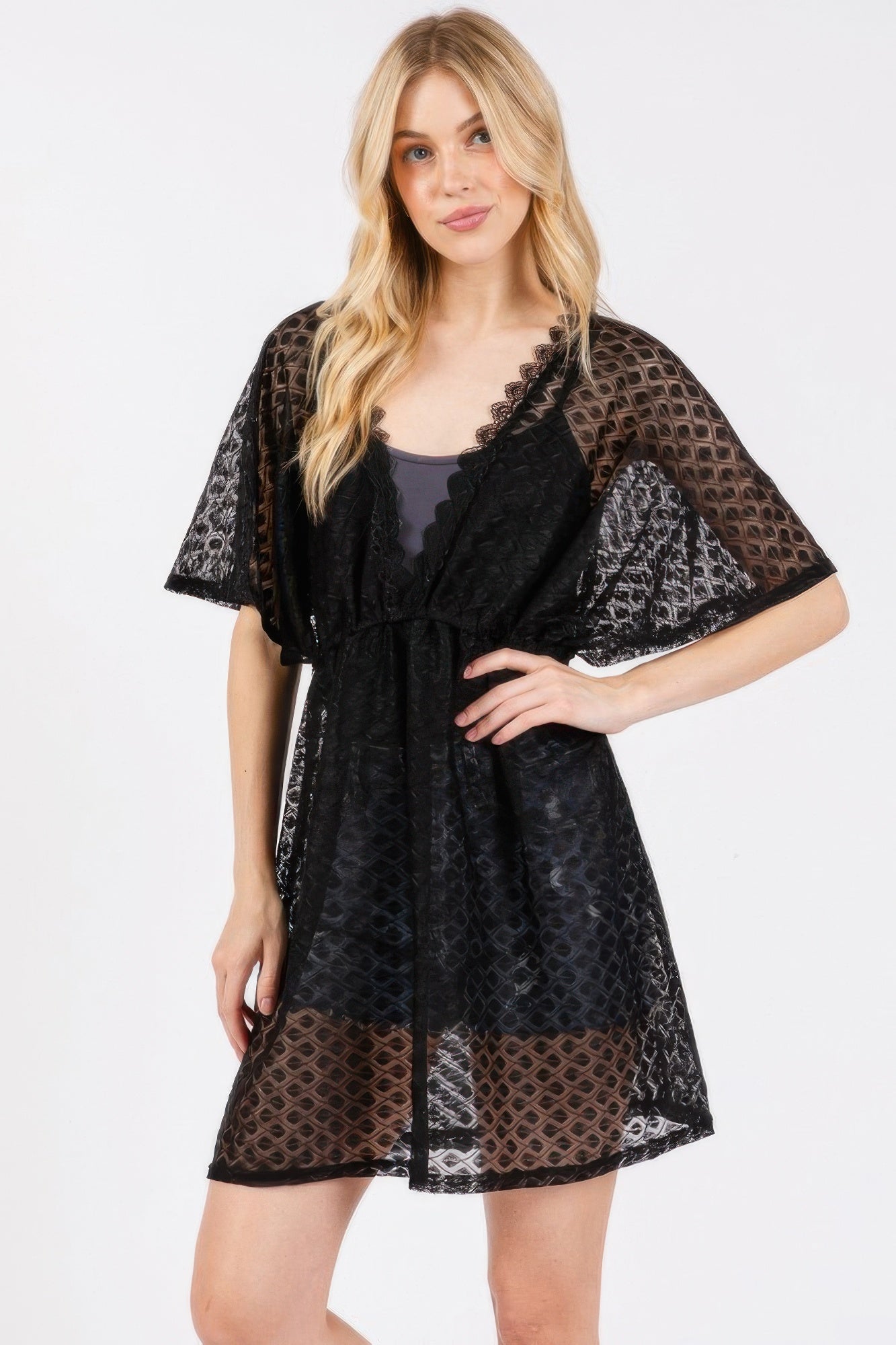 V - neck Detailed Crochet Lace Cover Up | by atgodanddesigns