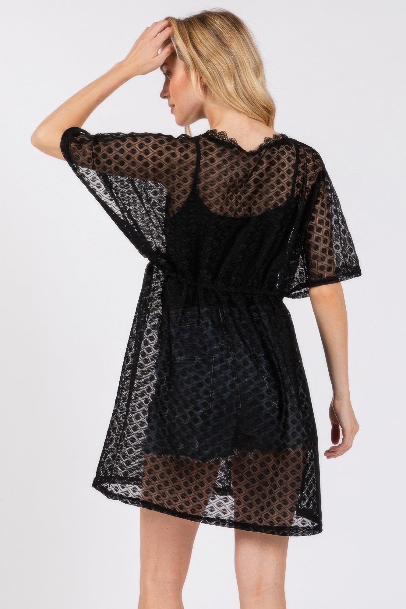 V - neck Detailed Crochet Lace Cover Up | by atgodanddesigns