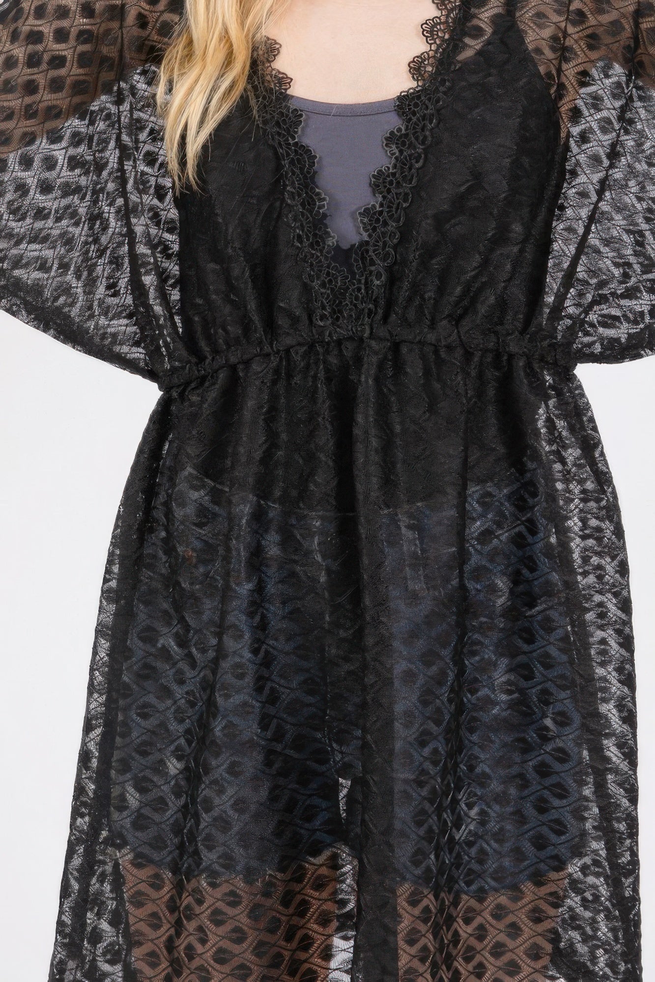 V - neck Detailed Crochet Lace Cover Up | by atgodanddesigns