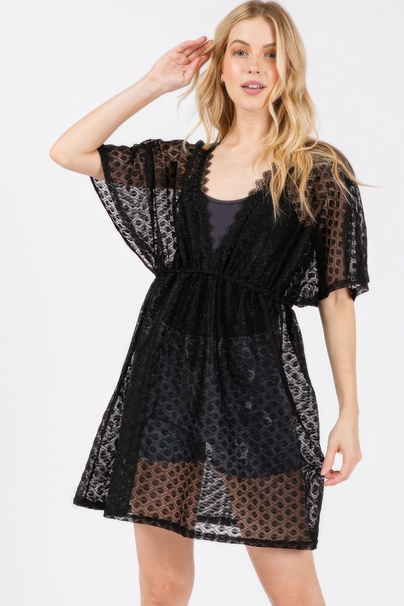 V - neck Detailed Crochet Lace Cover Up | by atgodanddesigns
