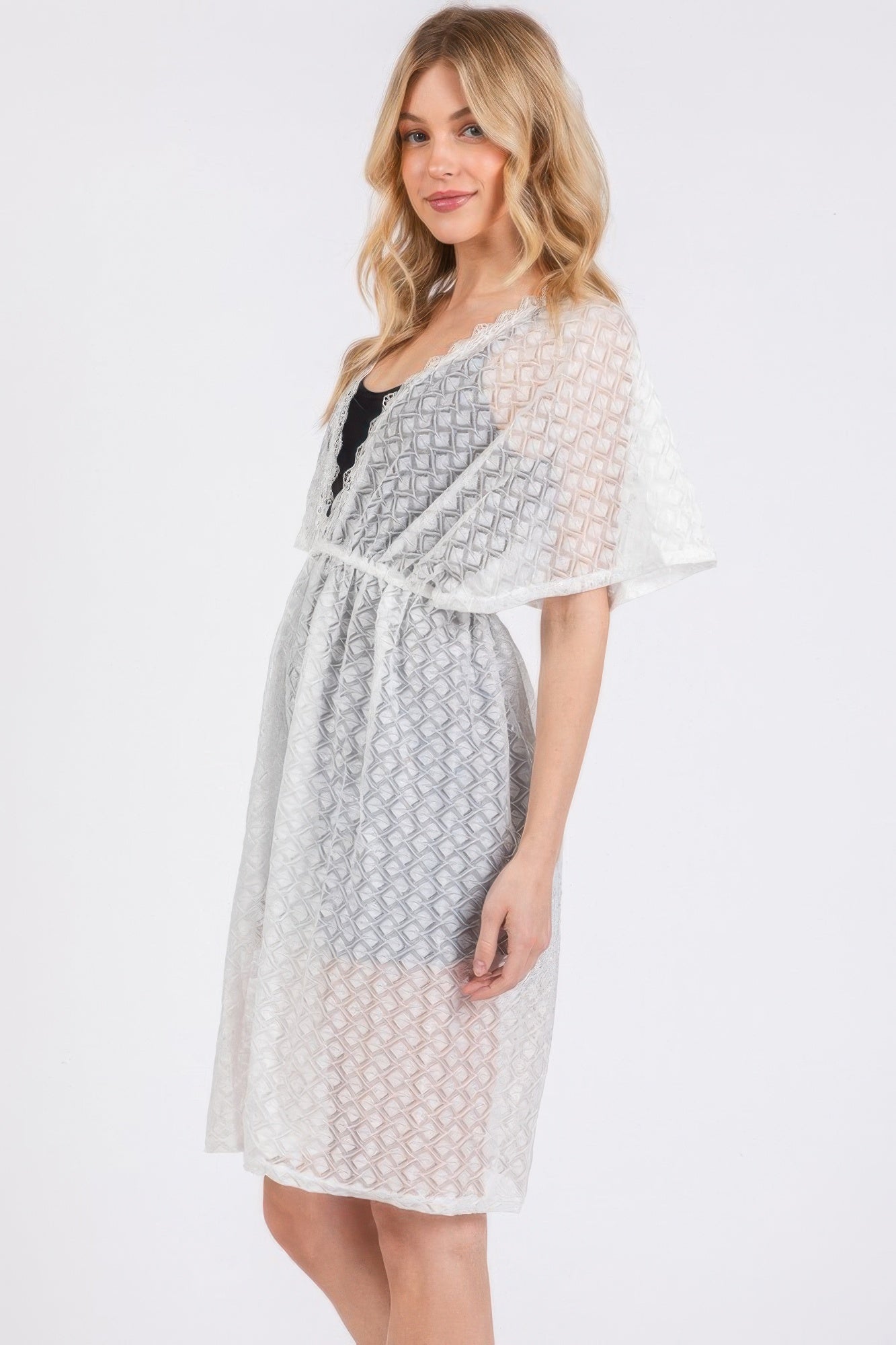 V - neck Detailed Crochet Lace Cover Up | by atgodanddesigns