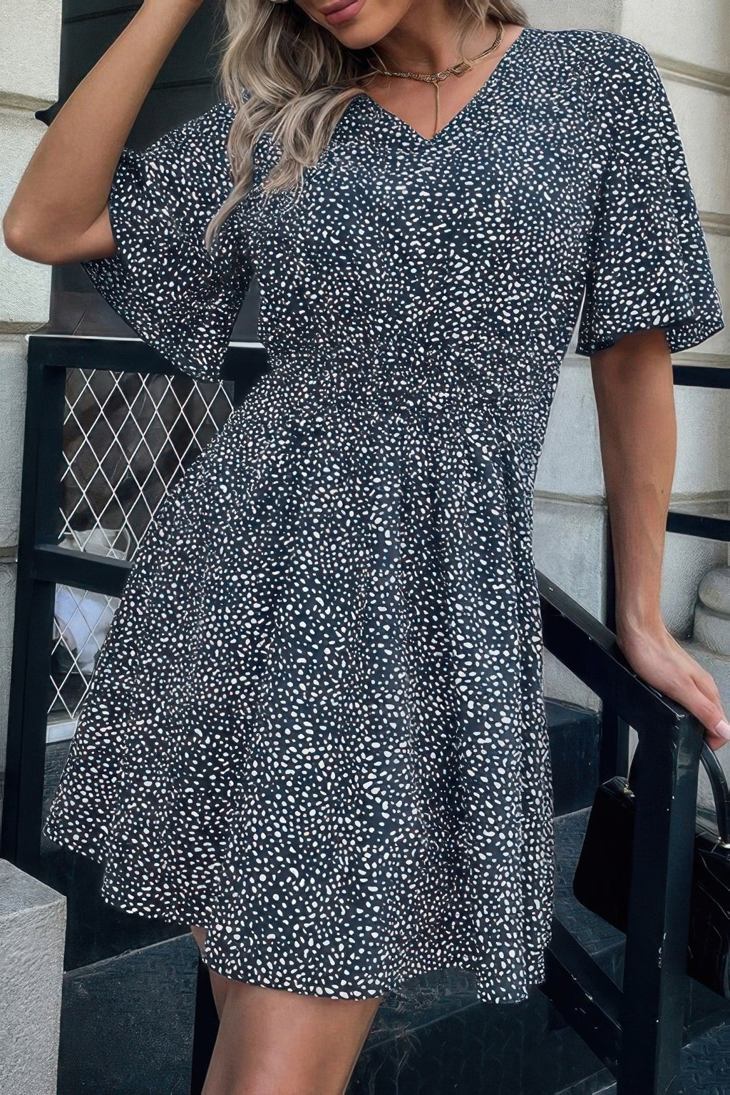 V Neck Leopard Print Ruffled Mini Dress | by atgodanddesigns