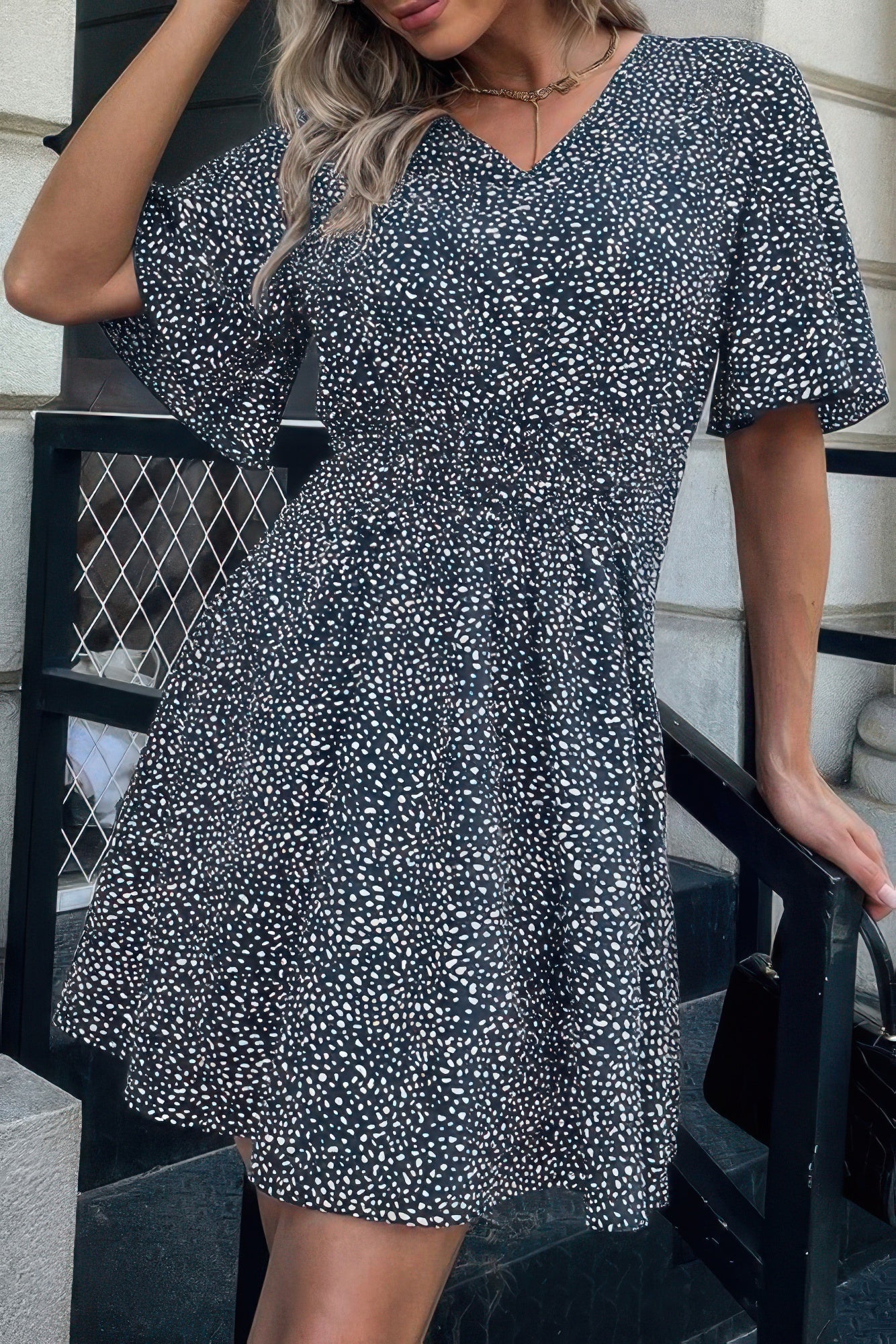 V Neck Leopard Print Ruffled Mini Dress | by atgodanddesigns