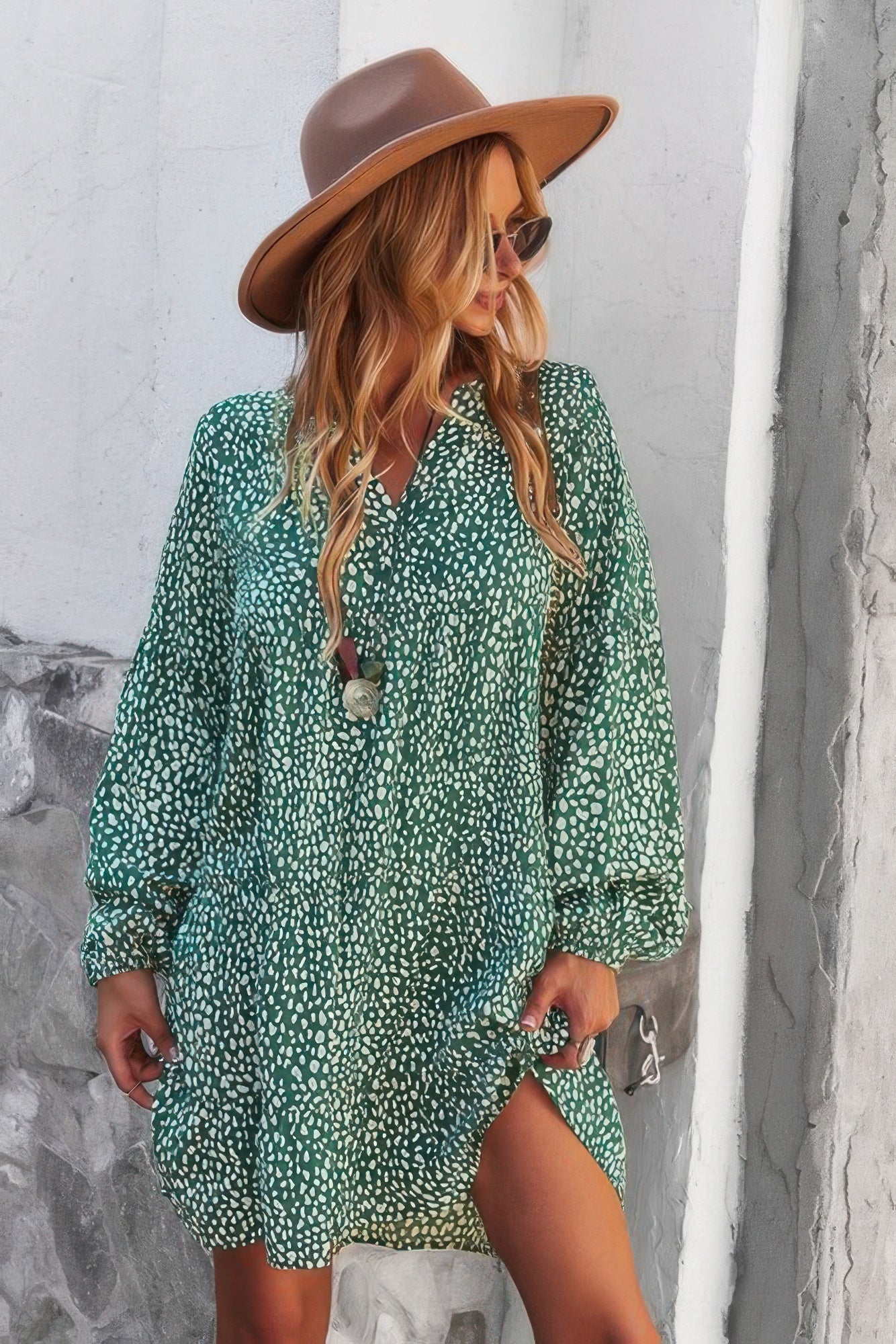 V Neck Polka Dot Tunic Dress | by atgodanddesigns
