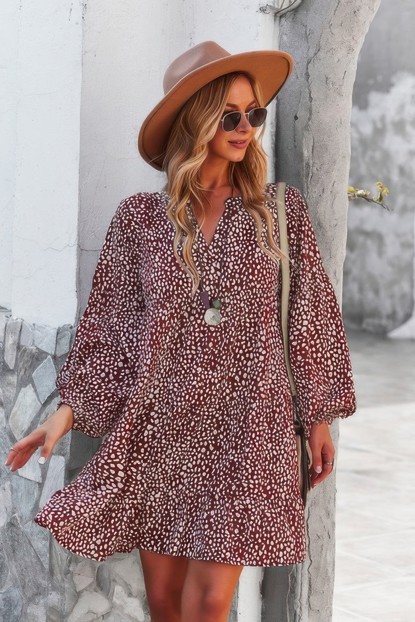V Neck Polka Dot Tunic Dress | by atgodanddesigns