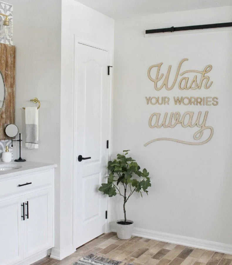Wash Your Worries Away Wooden Sign | by atgodanddesigns