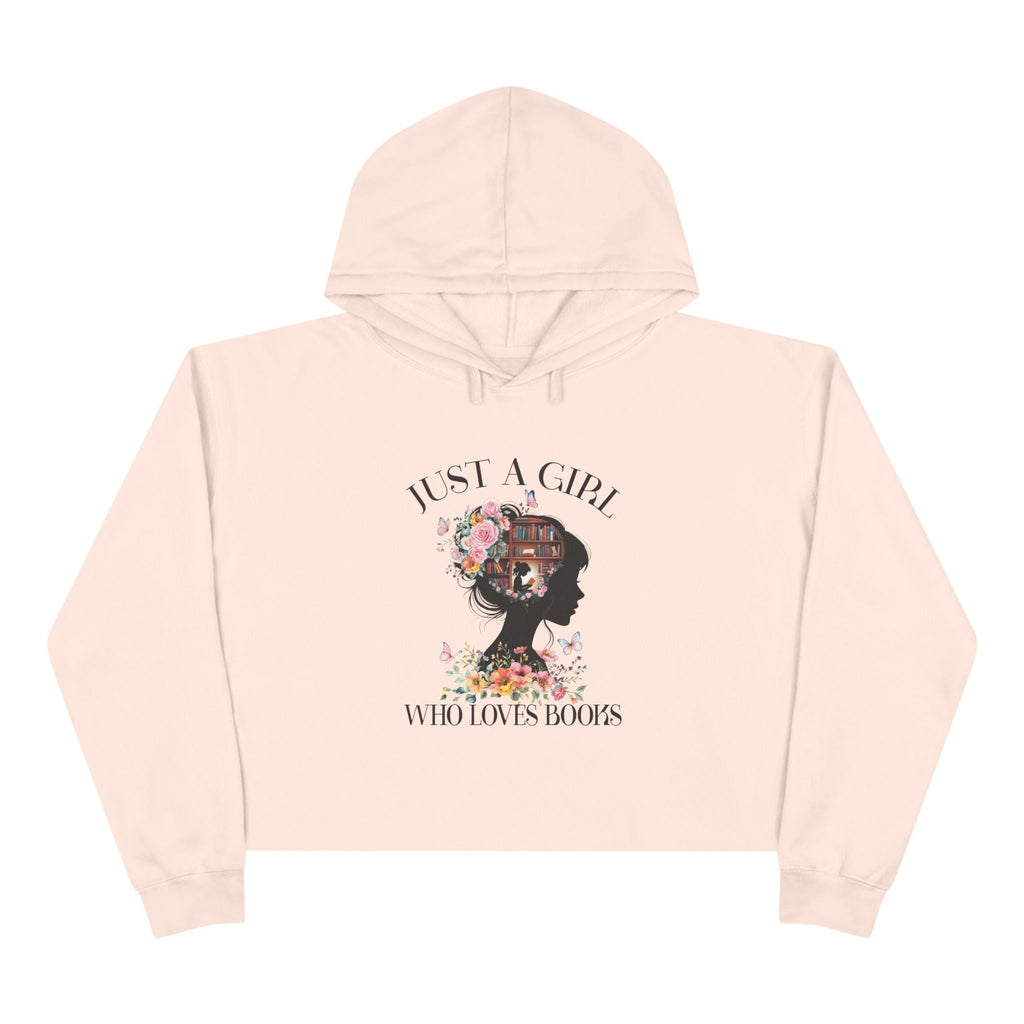 Women's Graphic Crop Hoodie - Just A Girl Who Loves Books | Hoodie by atgodanddesigns