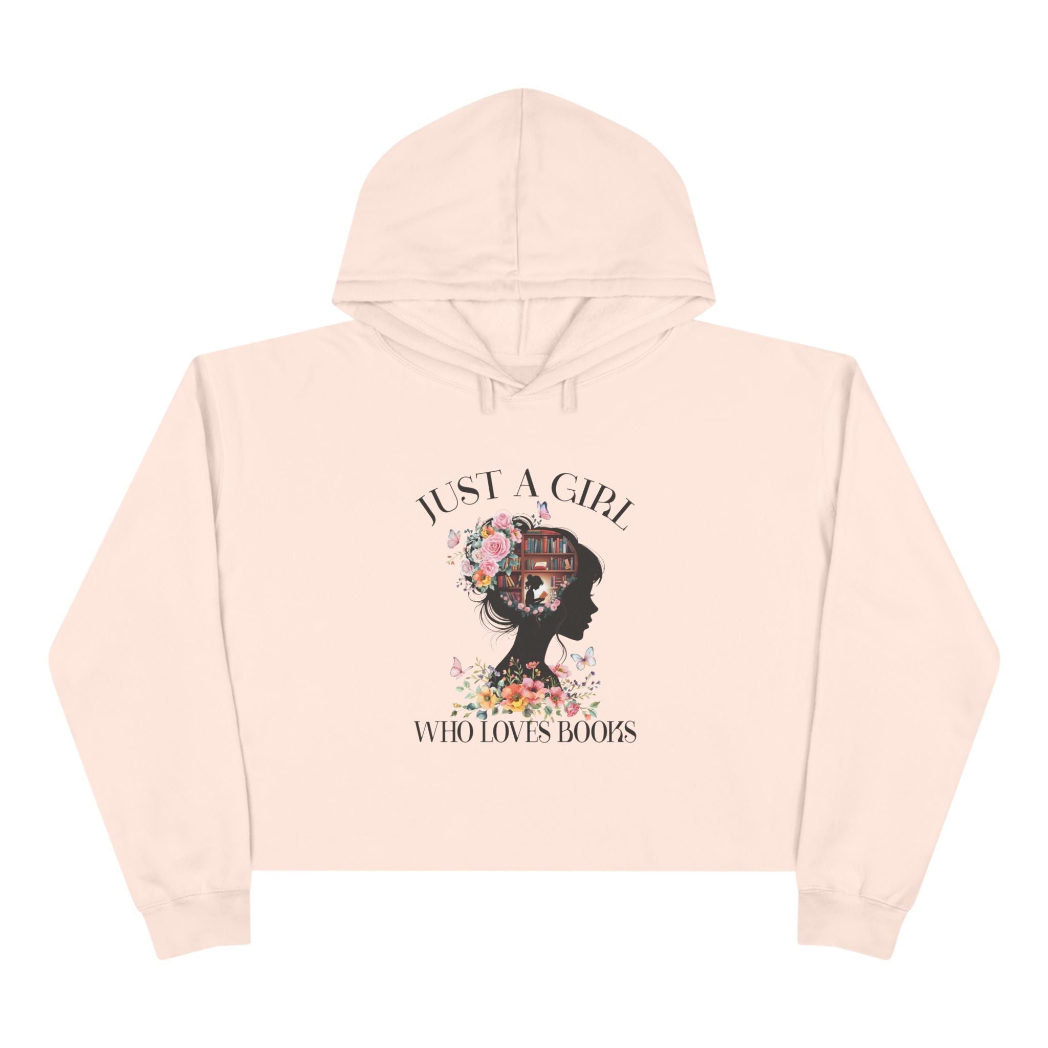 Women's Graphic Crop Hoodie - Just A Girl Who Loves Books | Hoodie by atgodanddesigns